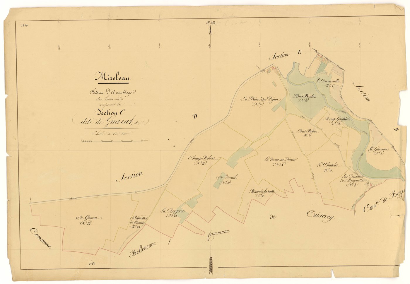 Mirebeau-sur-Bèze - Section C (tableau d'assemblage) - 3 P PLAN 415/16