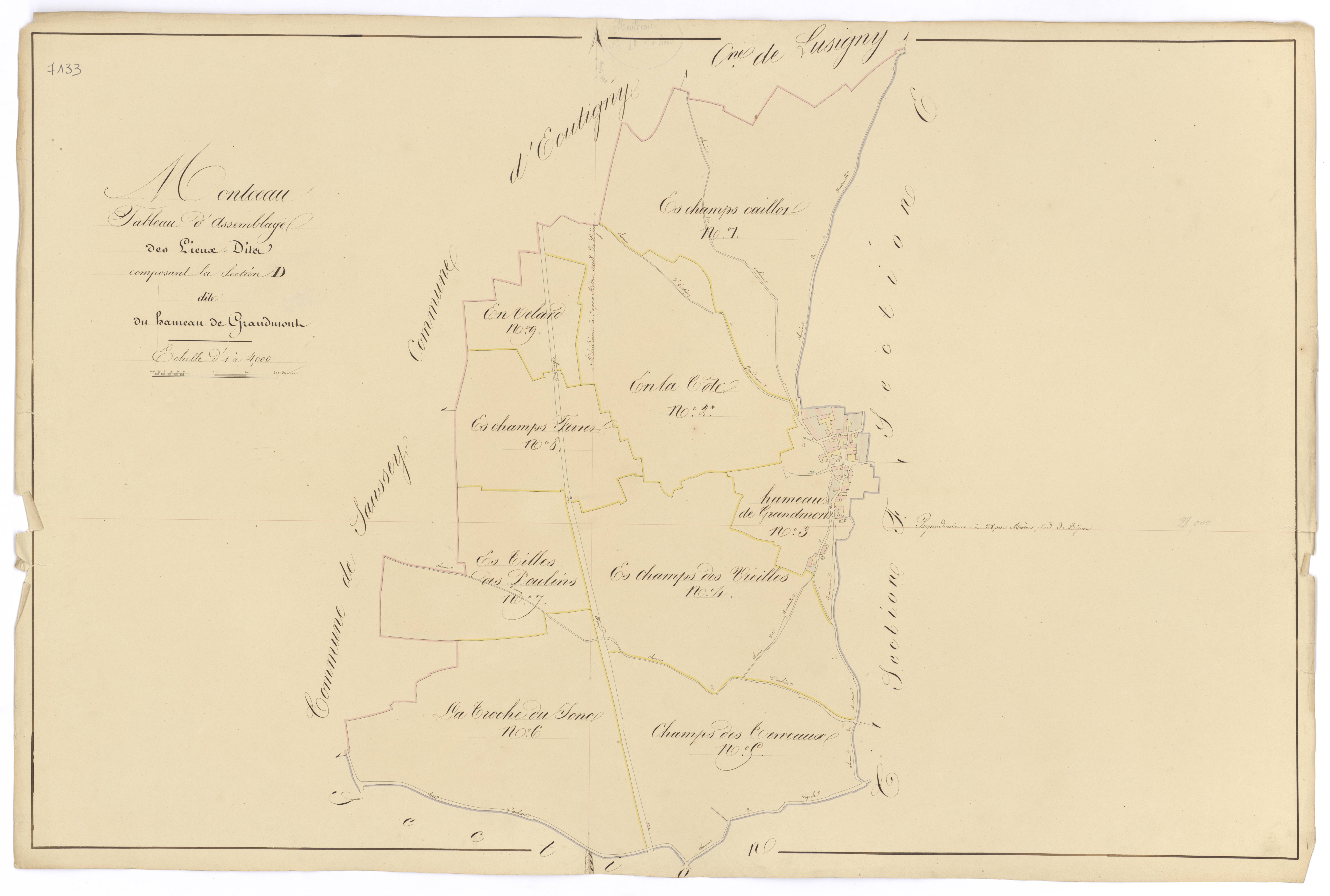 Montceau-et-Echarnant - Section D (tableau d'assemblage) - 3 P PLAN 426/15