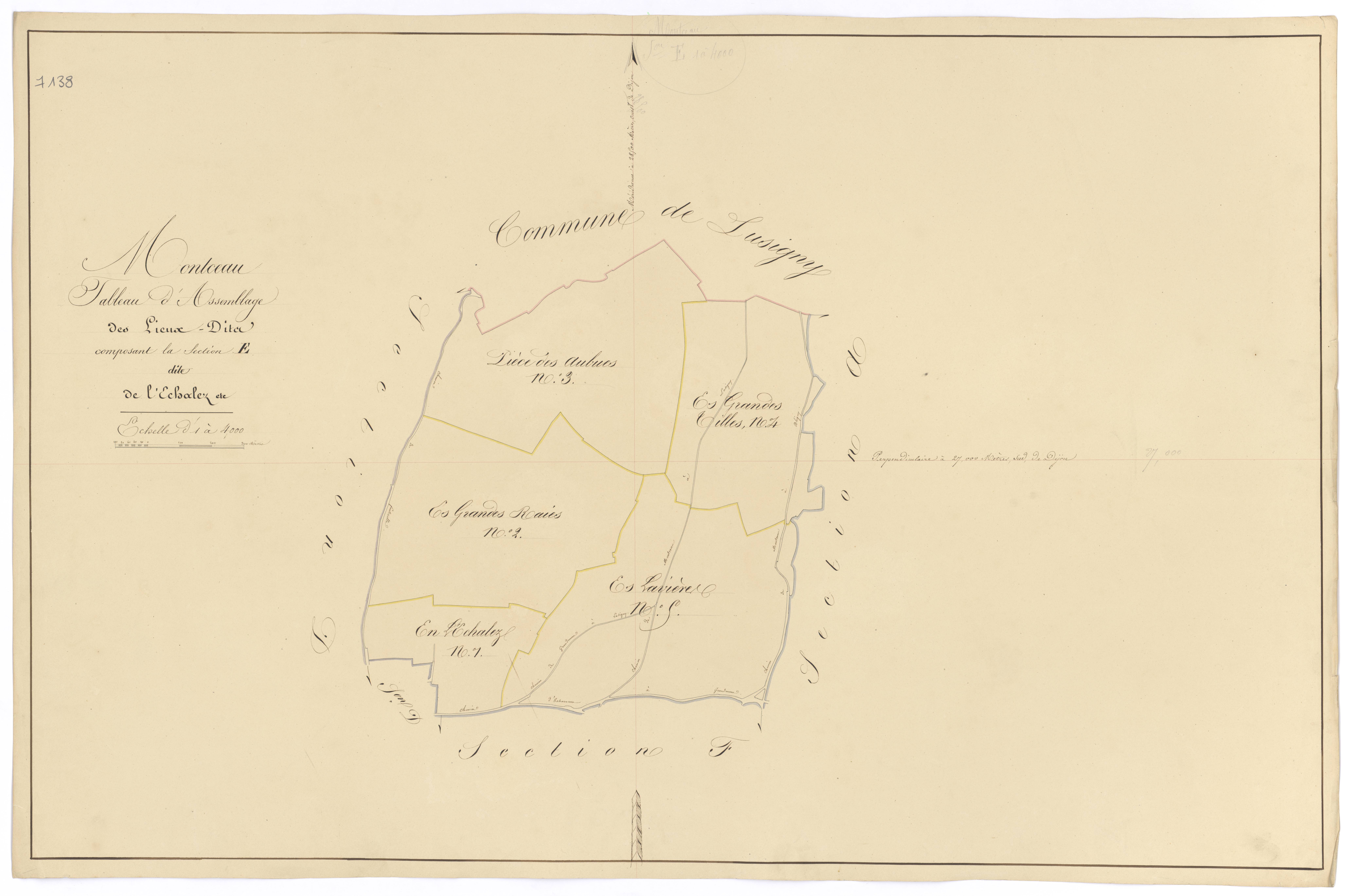 Montceau-et-Echarnant - Section E (tableau d'assemblage) - 3 P PLAN 426/20
