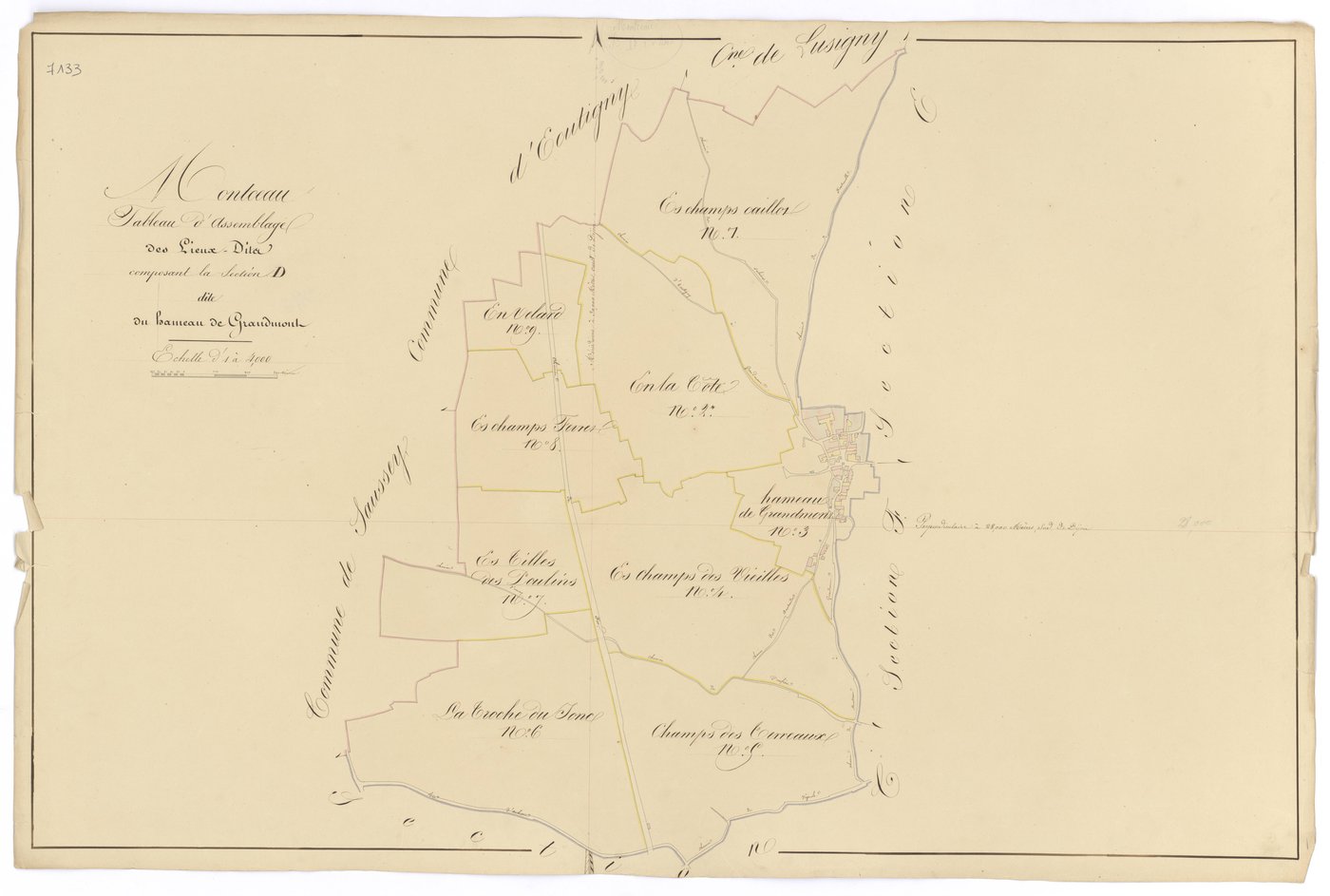 Montceau-et-Echarnant - Section D (tableau d'assemblage) - 3 P PLAN 426/15