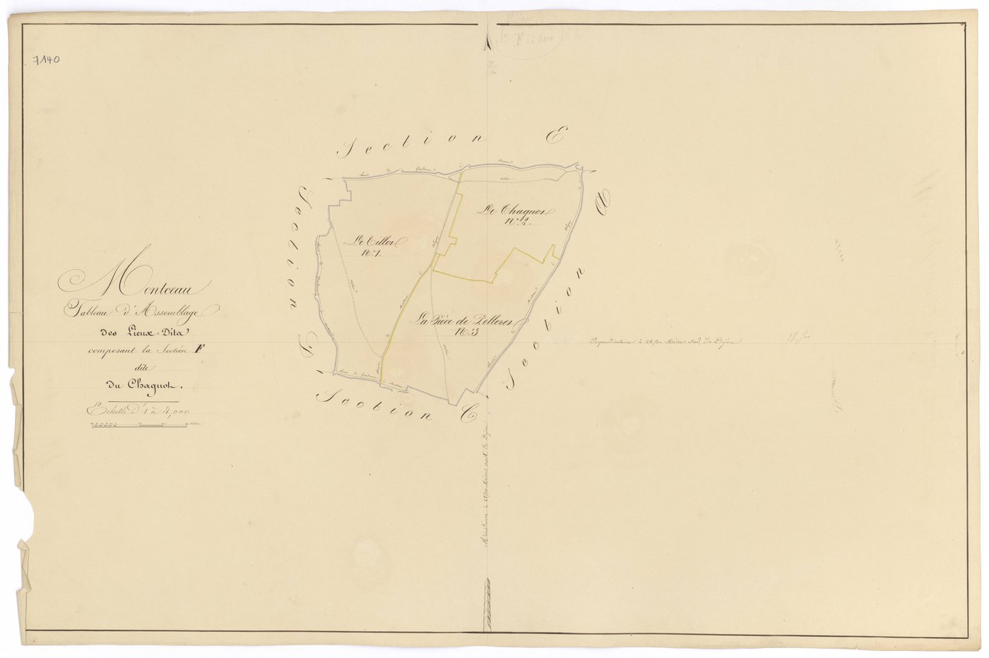 Montceau-et-Echarnant - Section F (tableau d'assemblage) - 3 P PLAN 426/22
