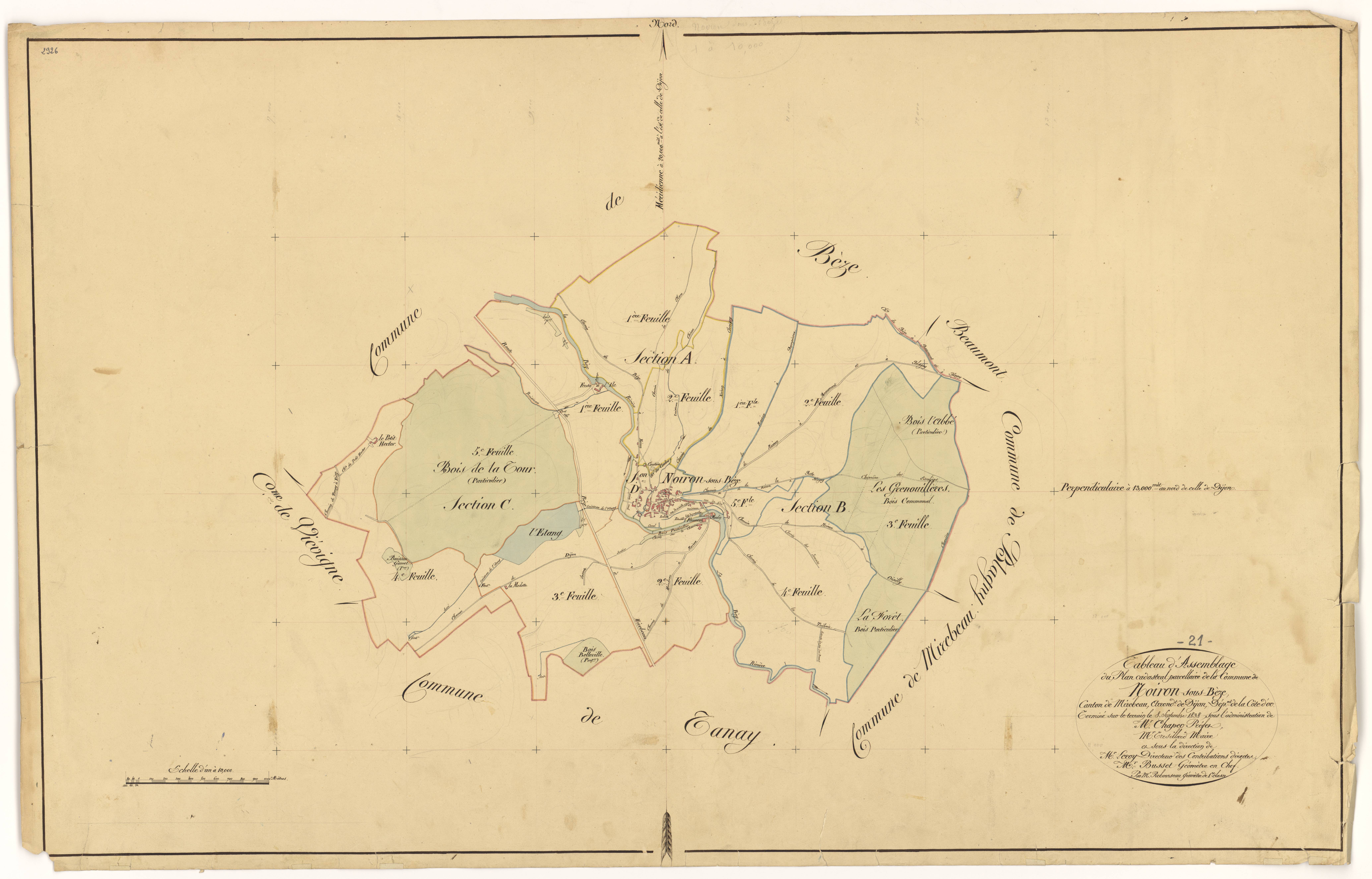 Noiron-sur-Bèze - Tableau d'assemblage - 3 P PLAN 458/1