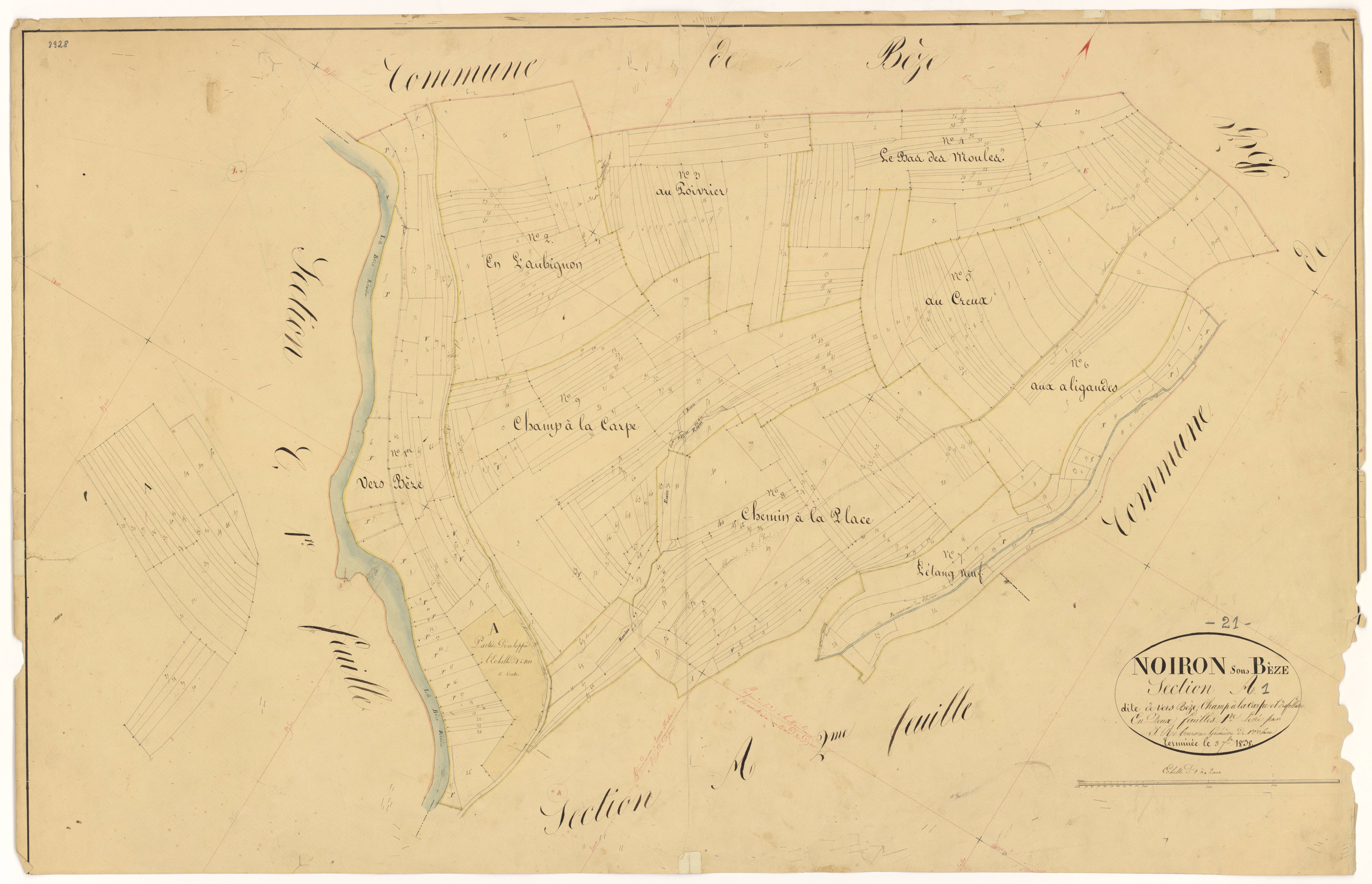 Noiron-sur-Bèze - Section A1 - 3 P PLAN 458/3