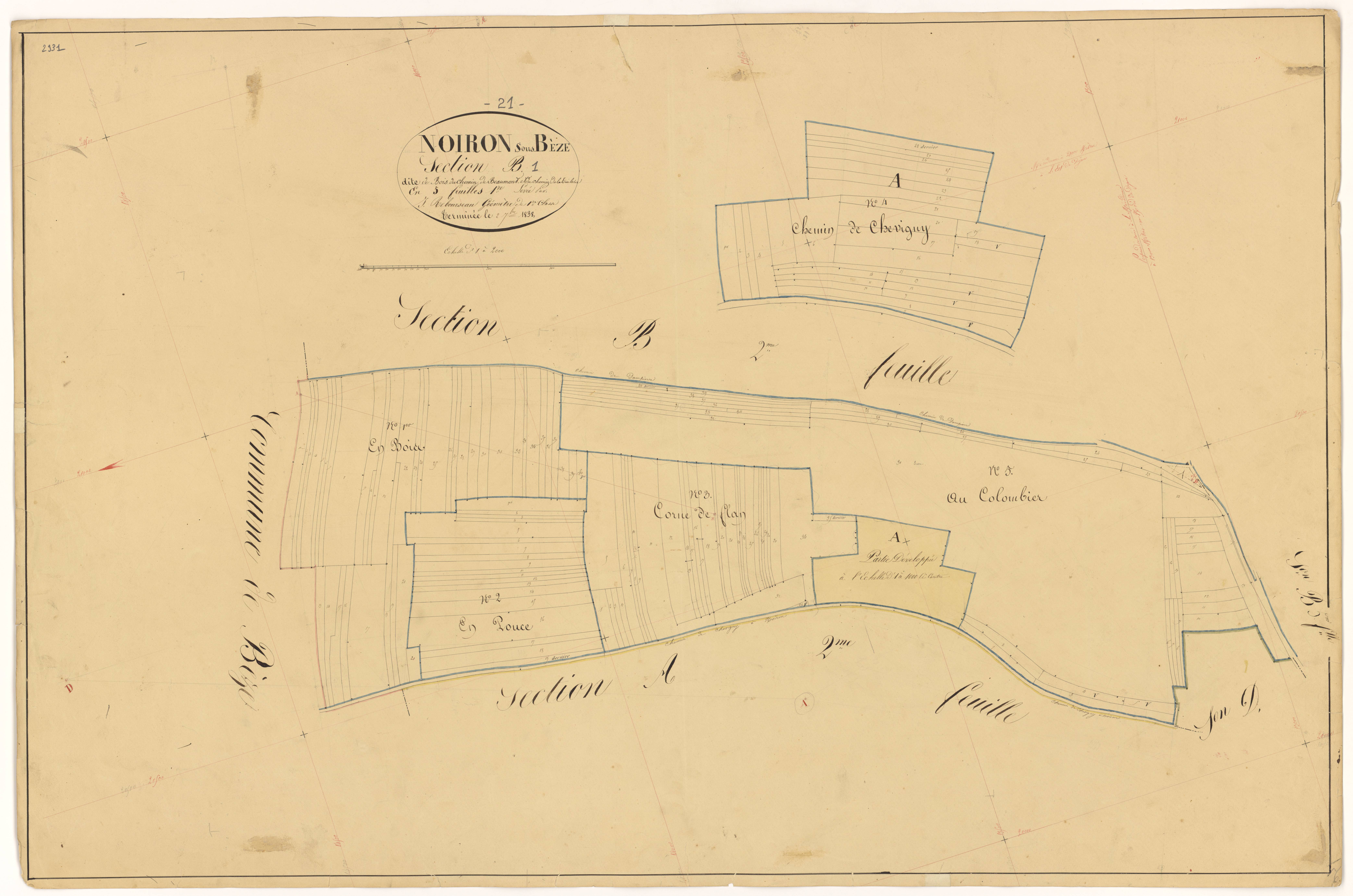 Noiron-sur-Bèze - Section B1 - 3 P PLAN 458/6