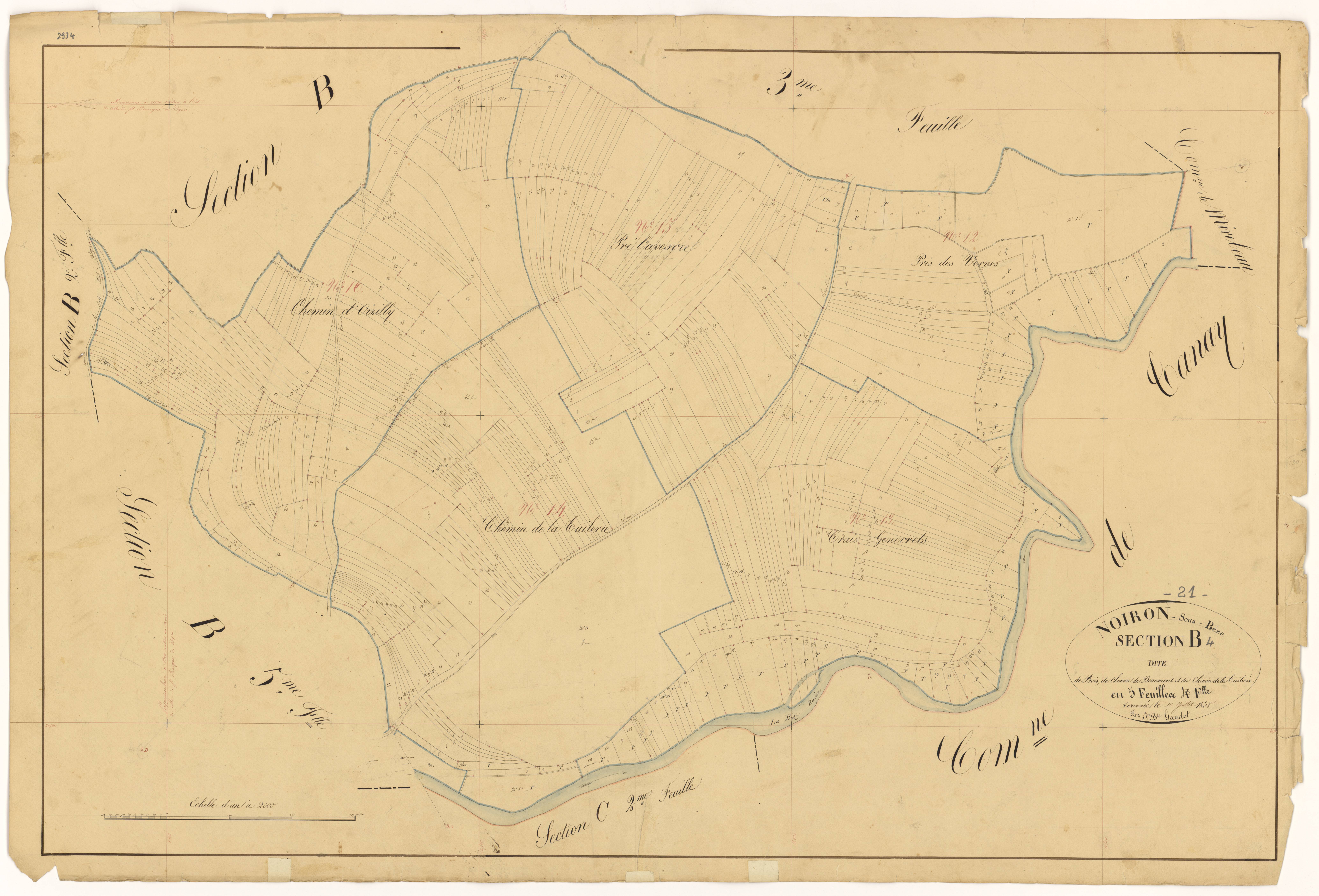 Noiron-sur-Bèze - Section B4 - 3 P PLAN 458/9