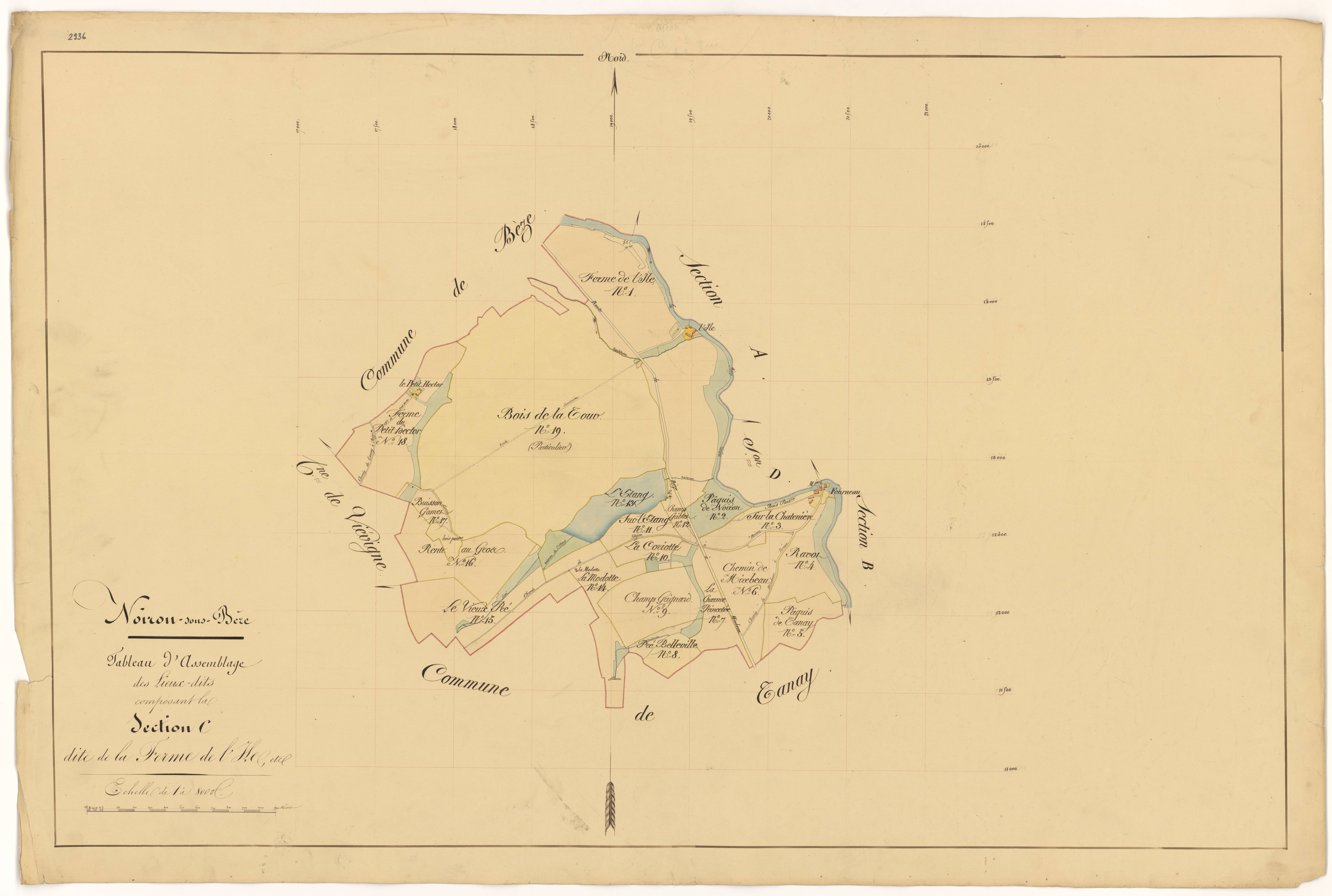 Noiron-sur-Bèze - Section C (tableau d'assemblage) - 3 P PLAN 458/11