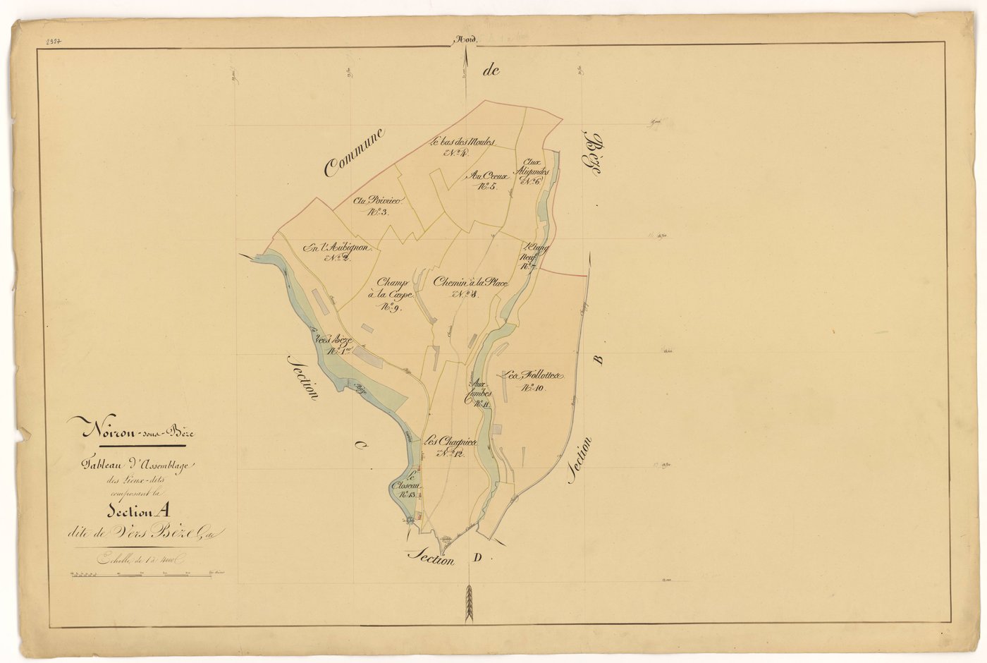 Noiron-sur-Bèze - Section A (tableau d'assemblage) - 3 P PLAN 458/2