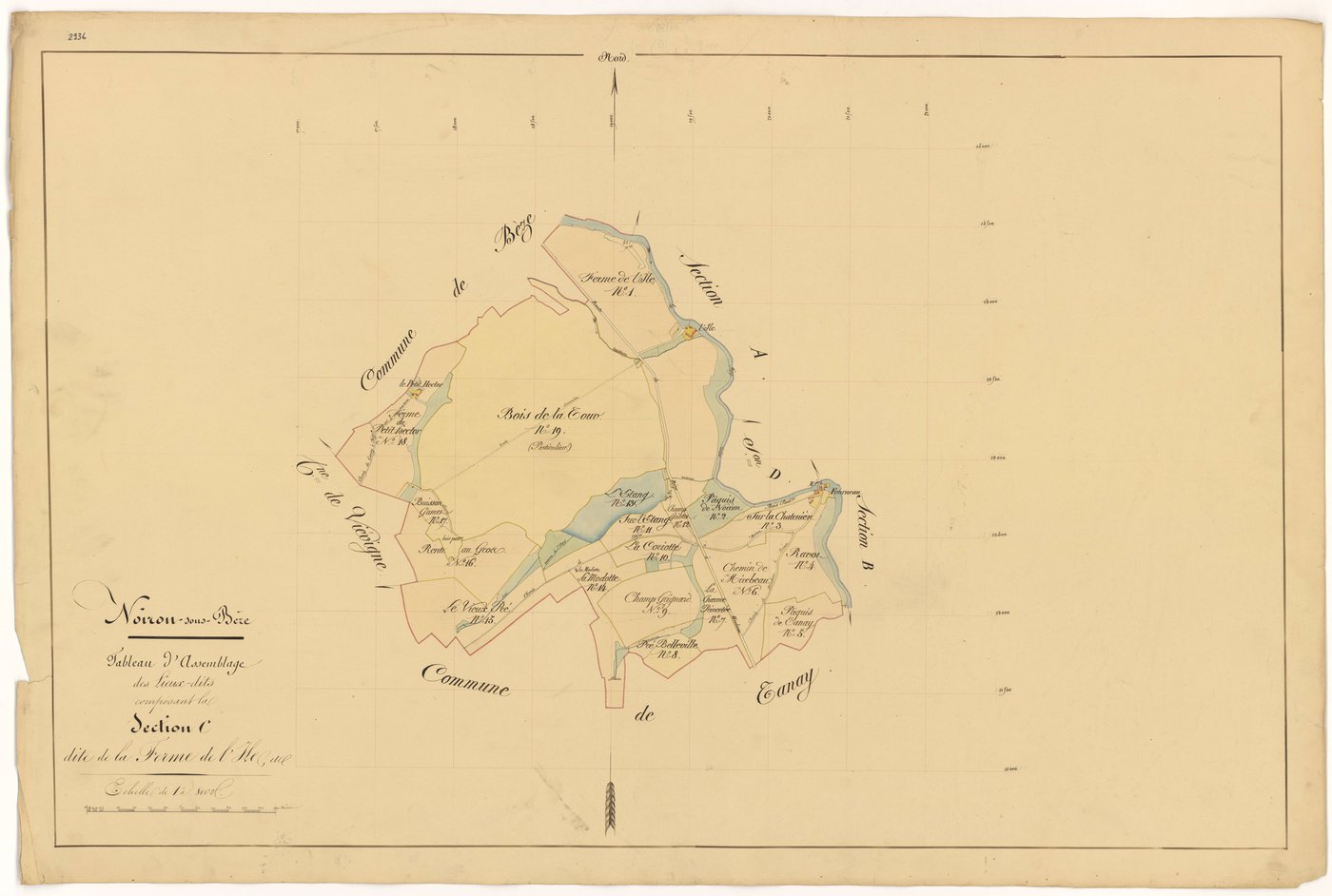 Noiron-sur-Bèze - Section C (tableau d'assemblage) - 3 P PLAN 458/11