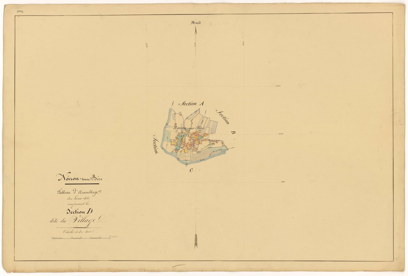 Noiron-sur-Bèze - Section D (tableau d'assemblage) - 3 P PLAN 458/17