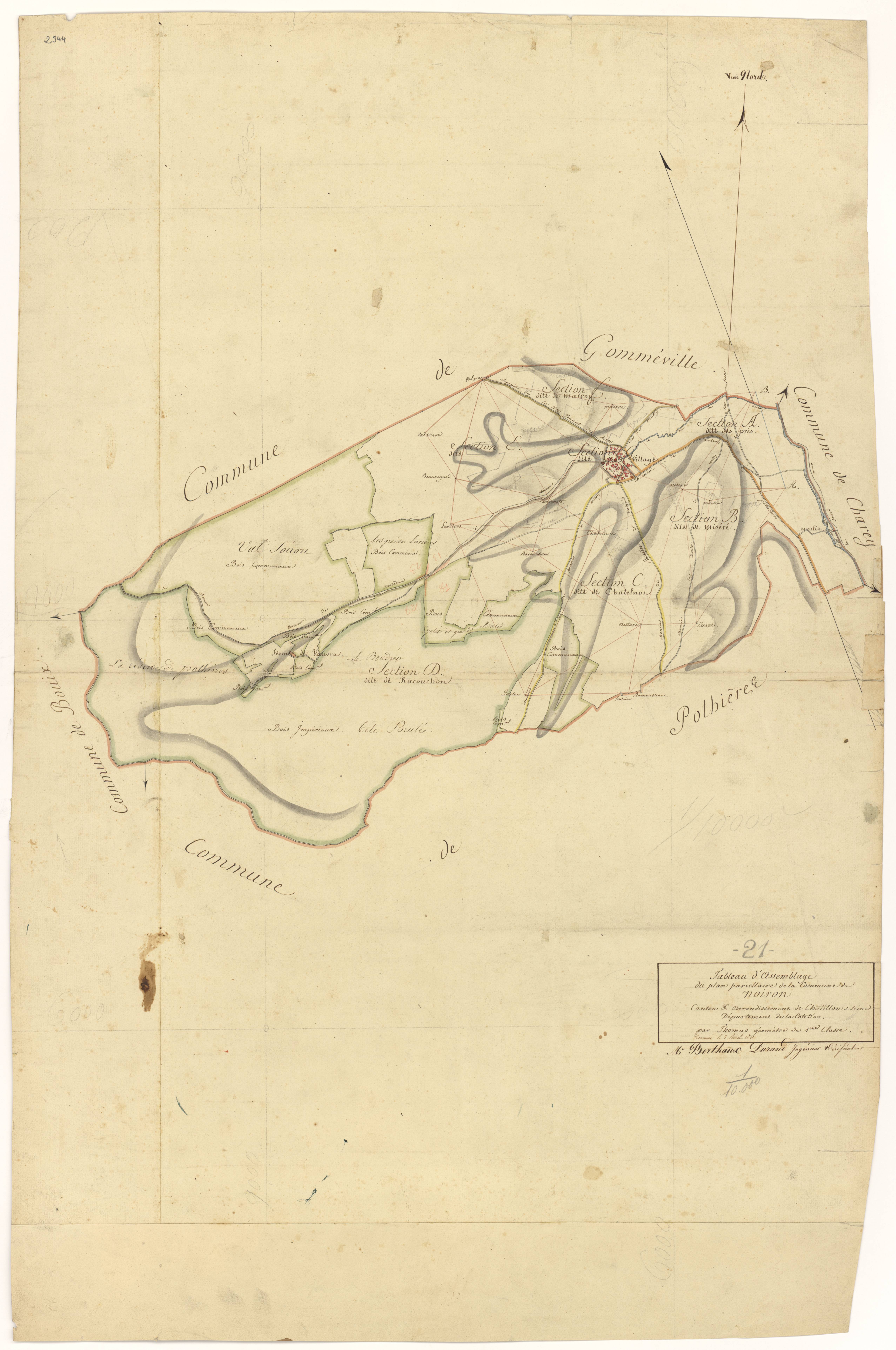 Noiron-sur-Seine - Tableau d'assemblage - 3 P PLAN 459/1