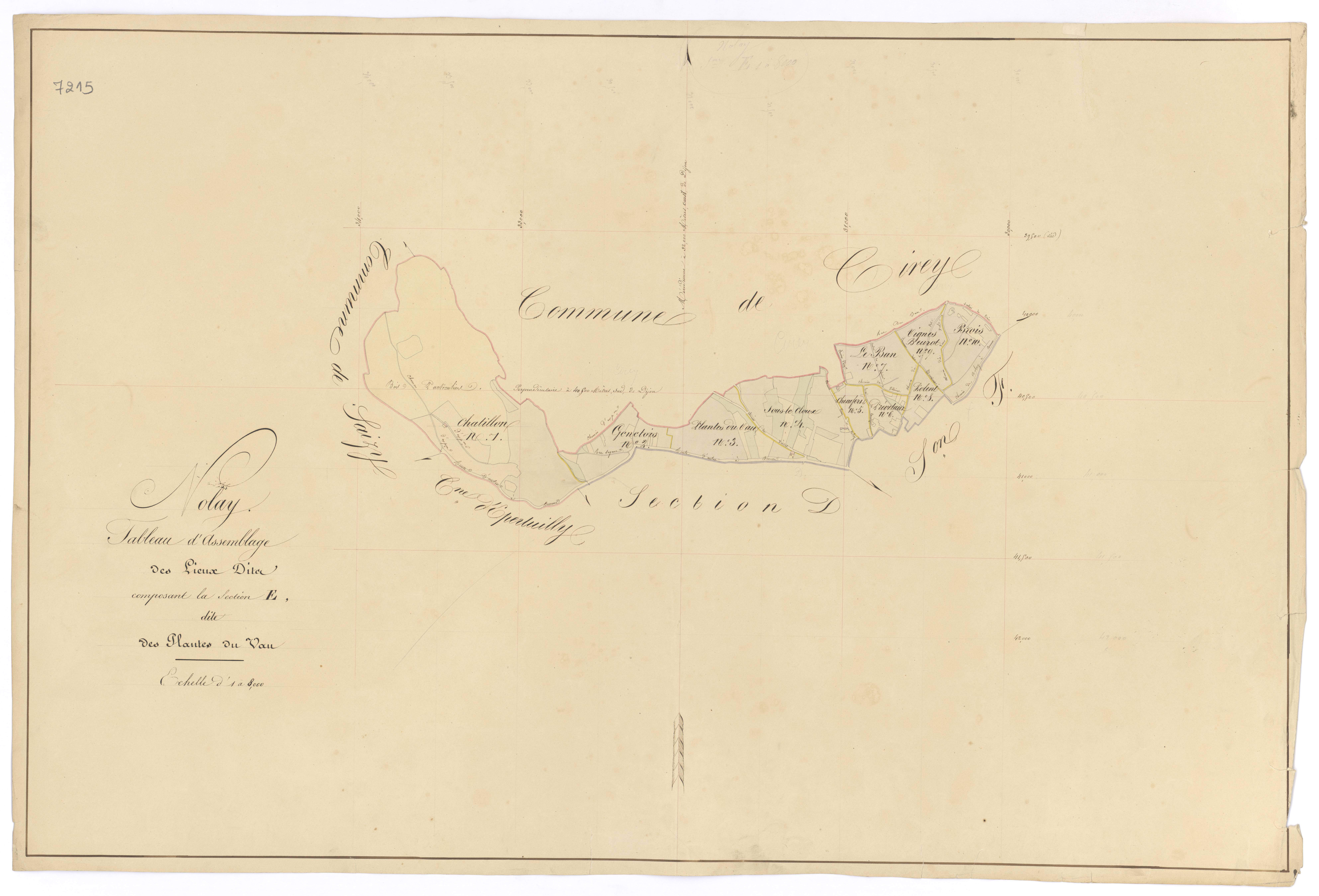 Nolay - Section E (tableau d'assemblage) - 3 P PLAN 460/11