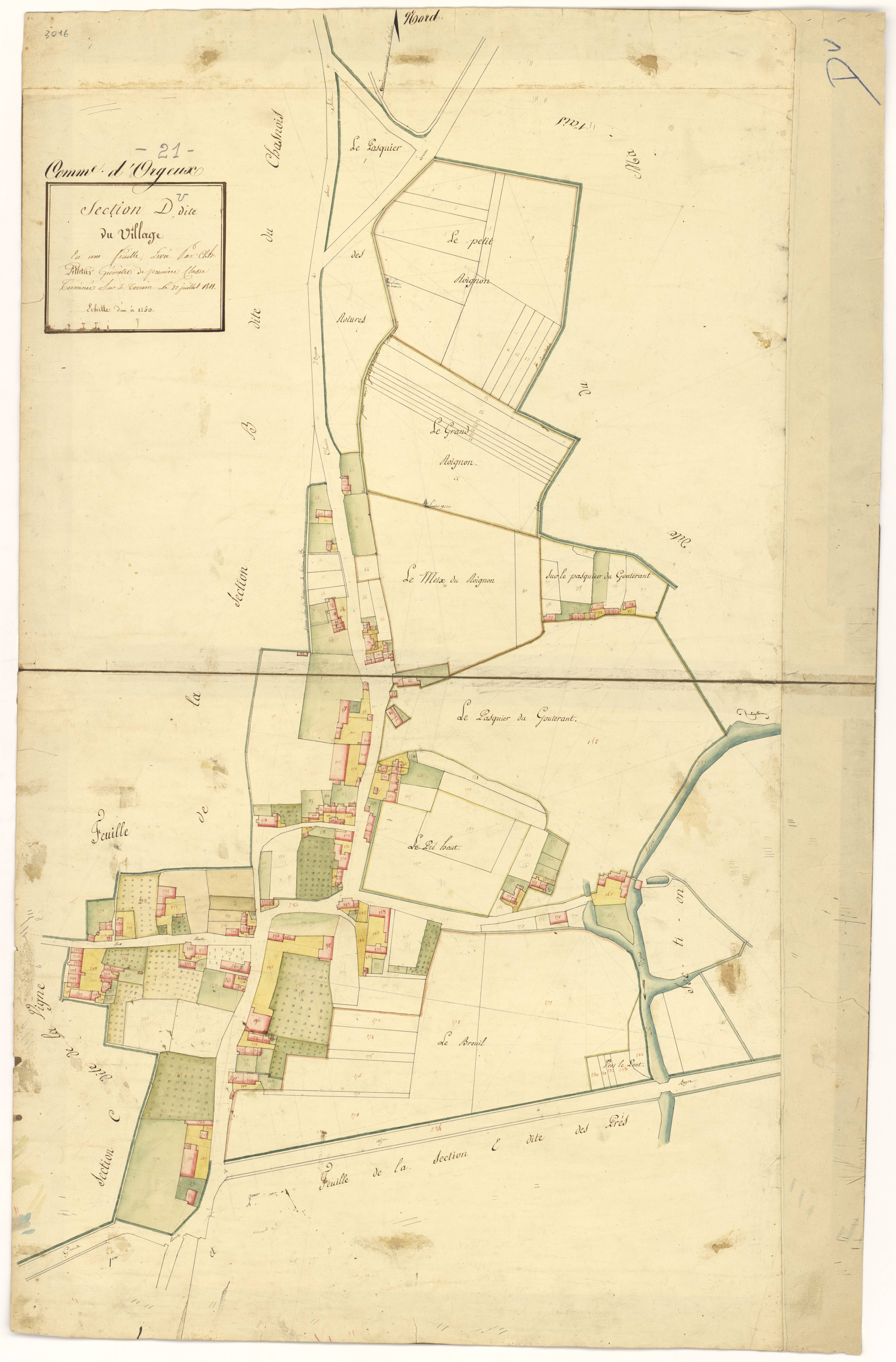 Orgeux - Section D - 3 P PLAN 468/7