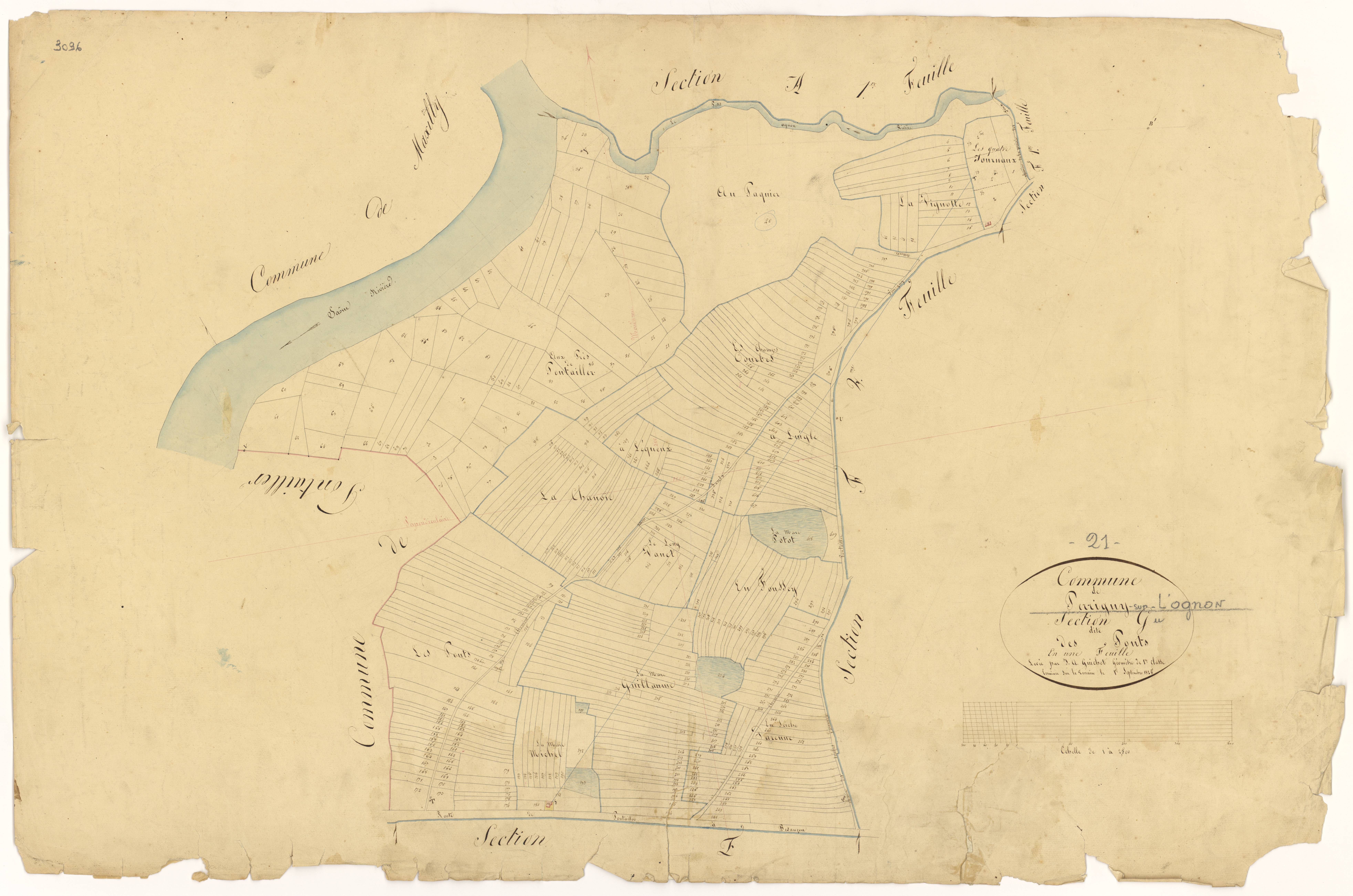 Perrigny-sur-l'Ognon - Section G - 3 P PLAN 482/15