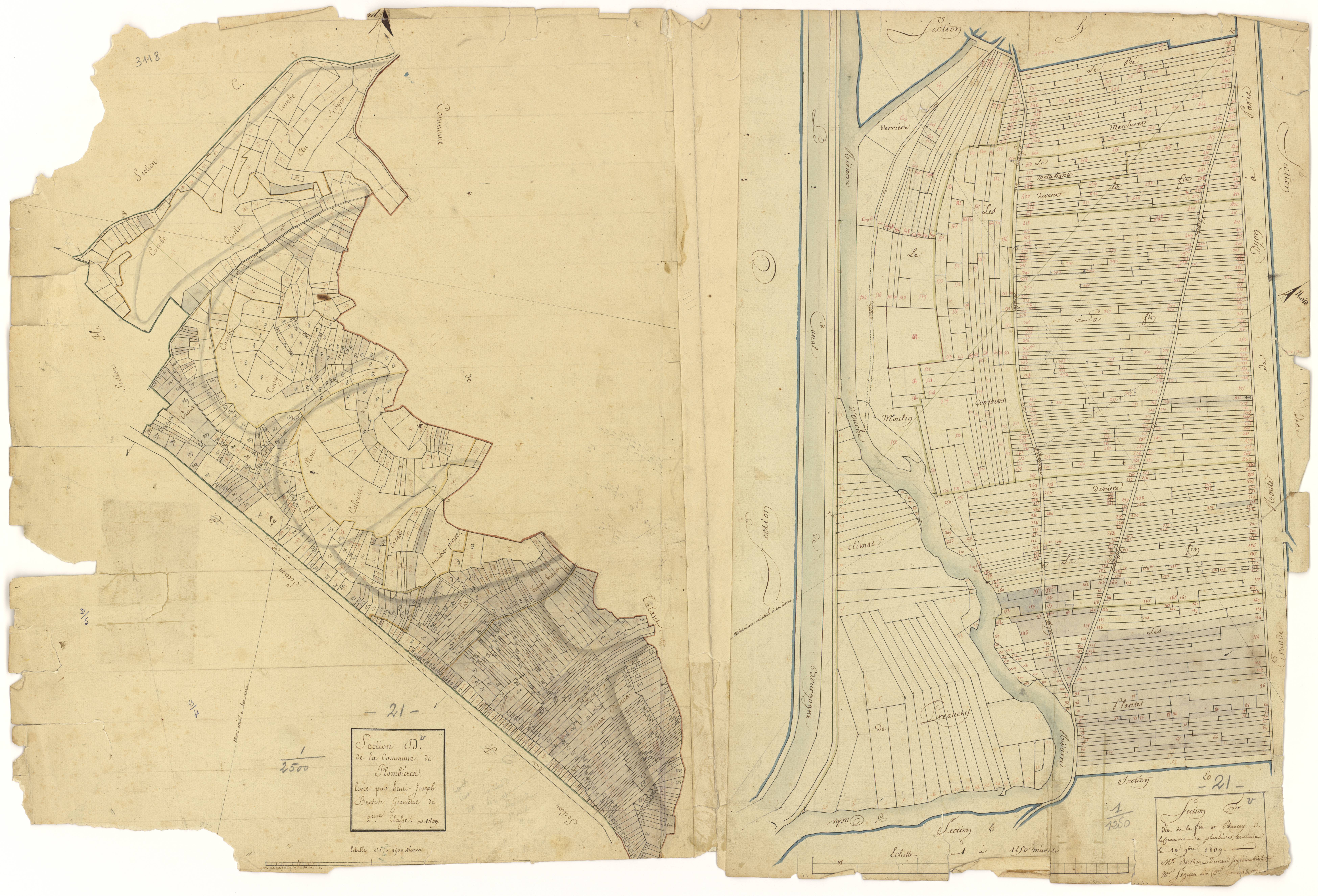 Plombières-lès-Dijon - Sections D et F - 3 P PLAN 485/5