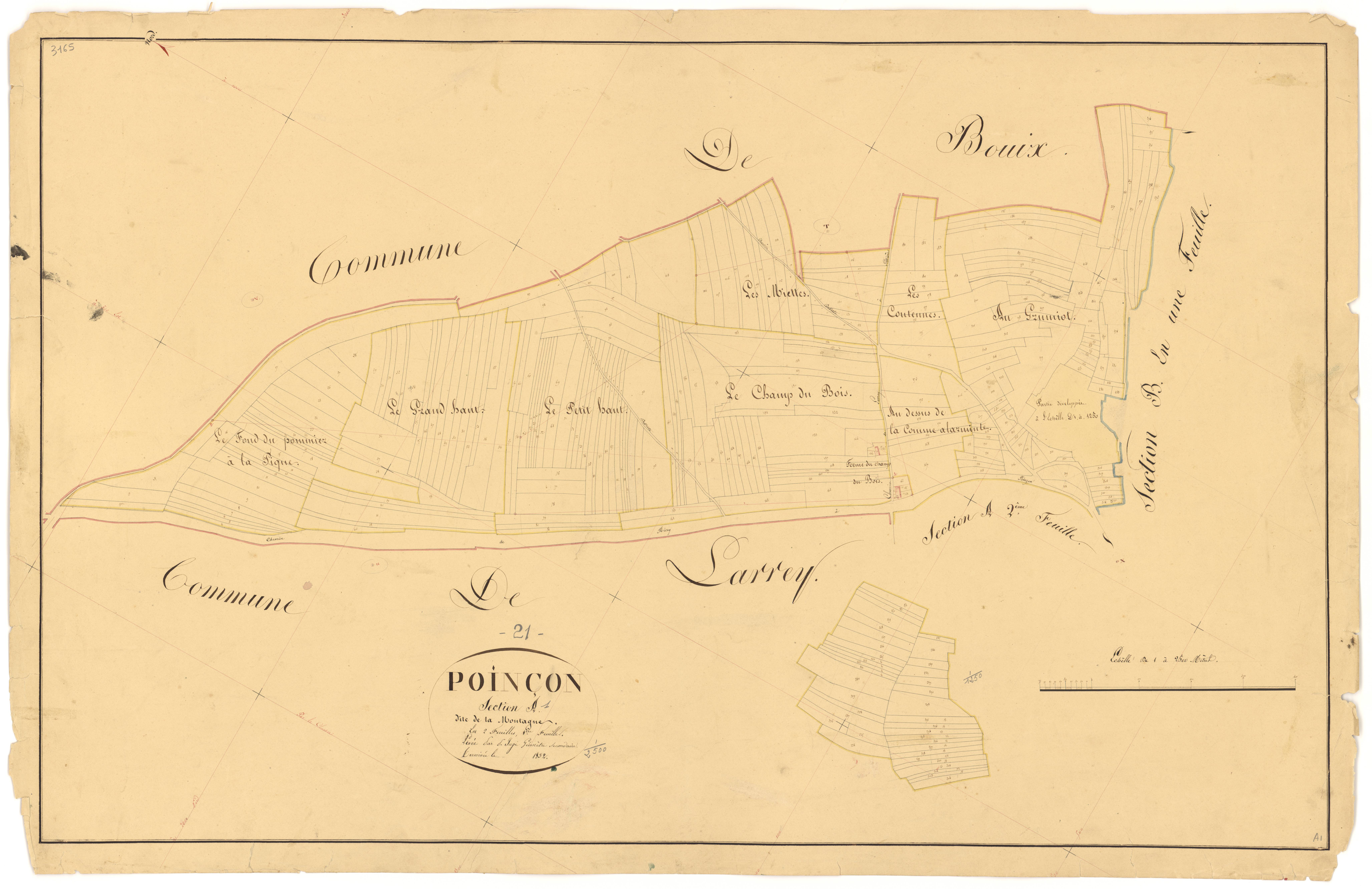 Poinçon-lès-Larrey - Section A1 - 3 P PLAN 488/2