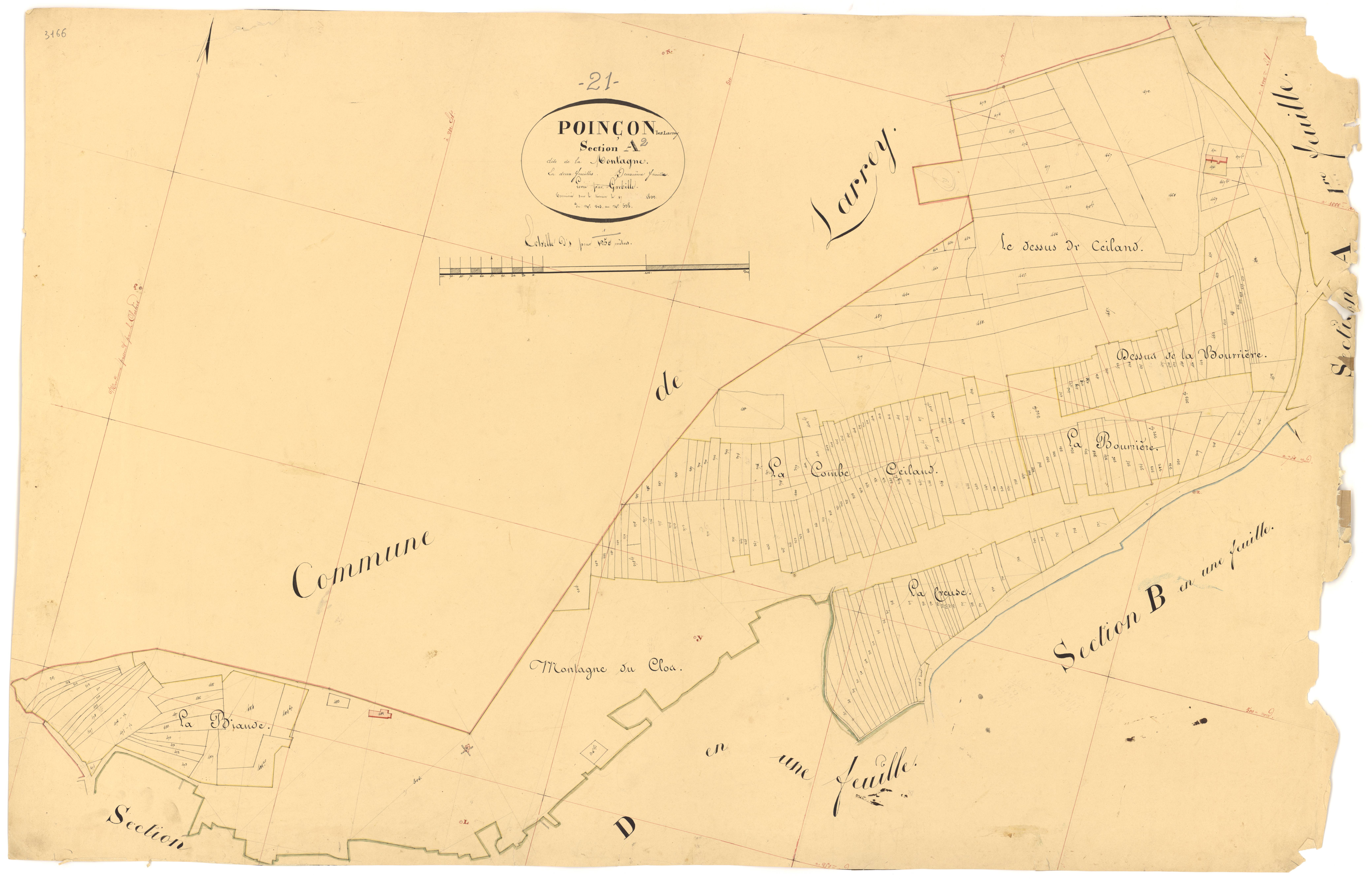 Poinçon-lès-Larrey - Section A2 - 3 P PLAN 488/3