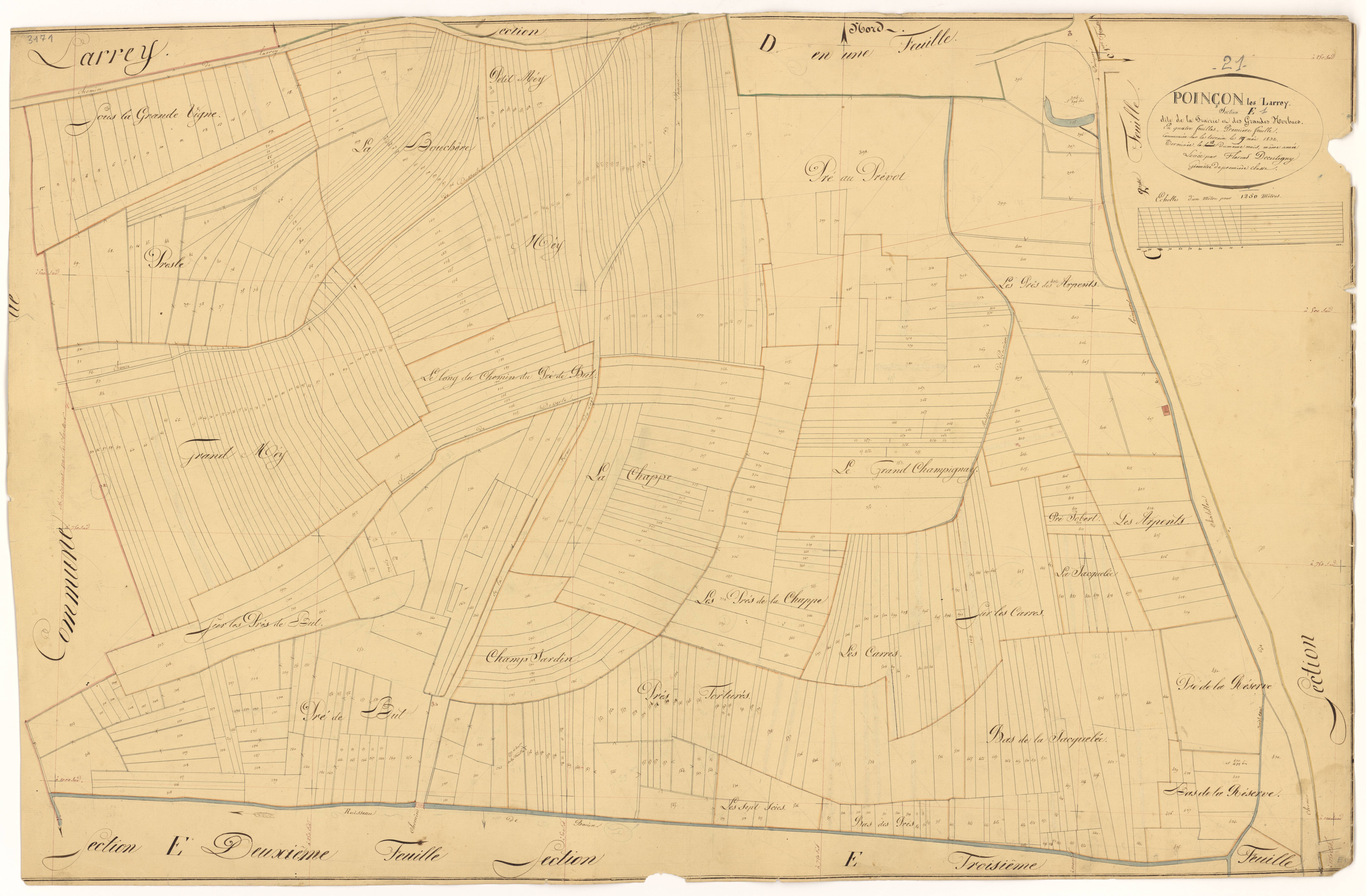 Poinçon-lès-Larrey - Section E1 - 3 P PLAN 488/8