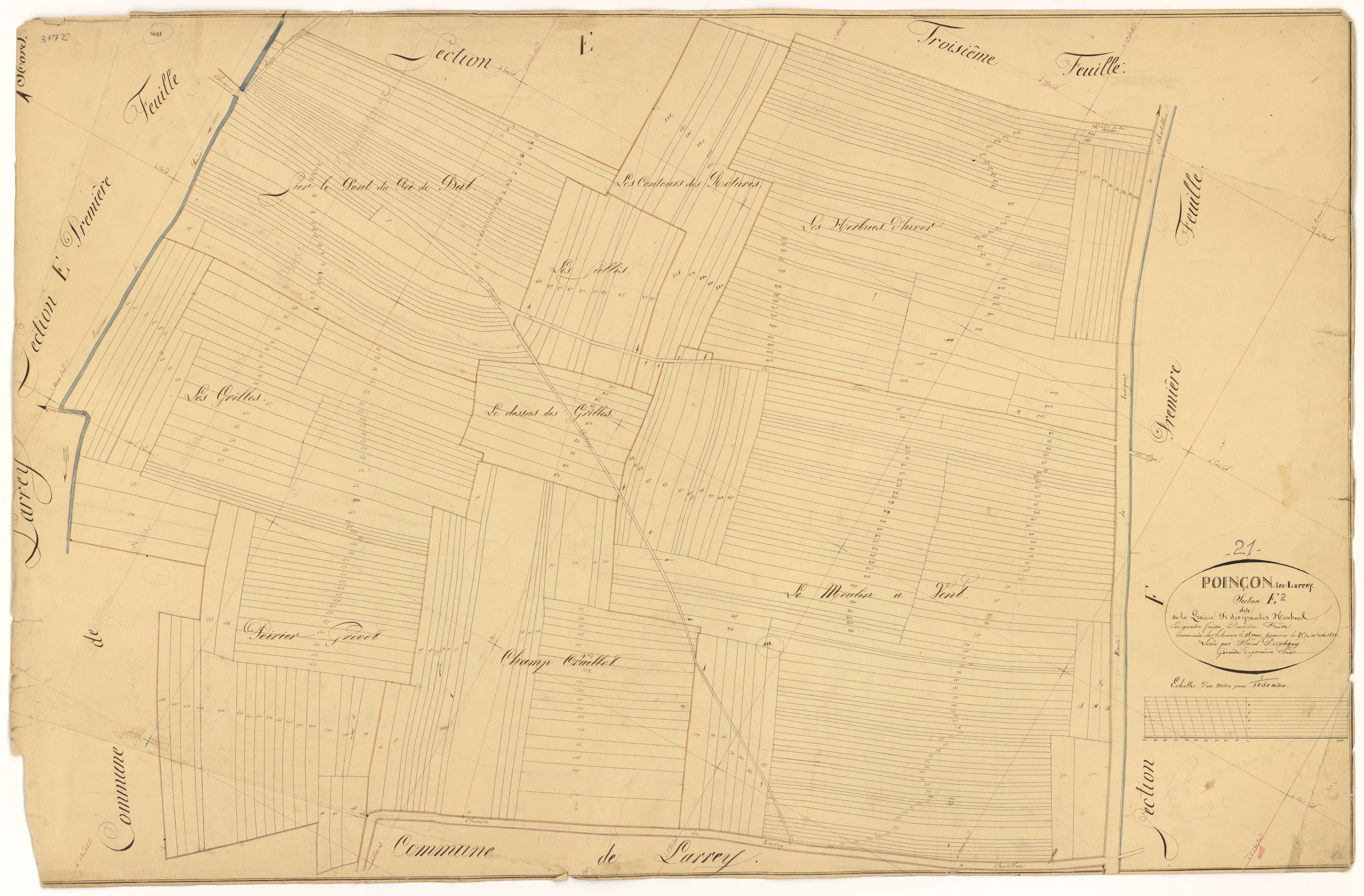 Poinçon-lès-Larrey - Section E2 - 3 P PLAN 488/9