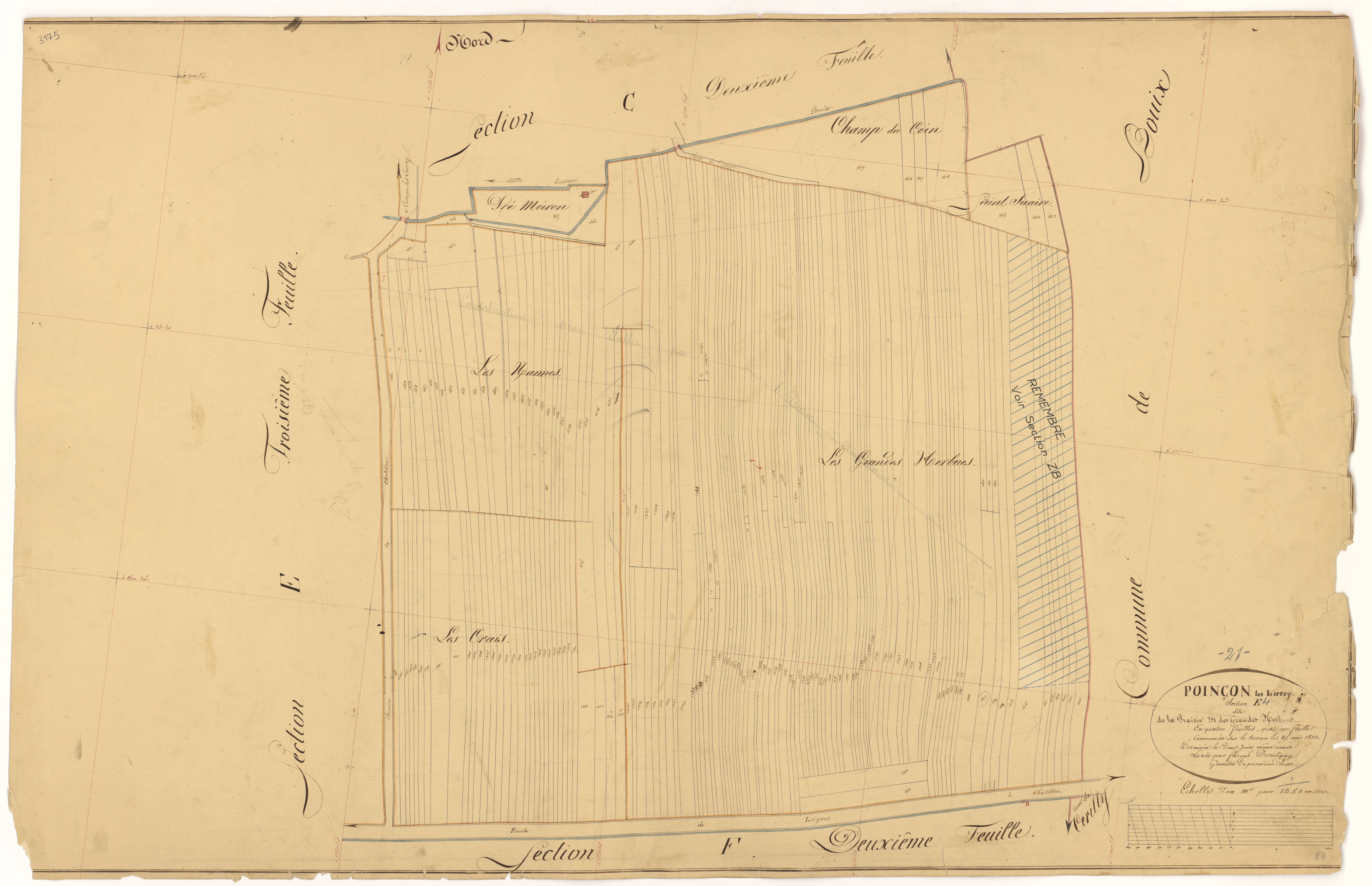 Poinçon-lès-Larrey - Section E4 - 3 P PLAN 488/12