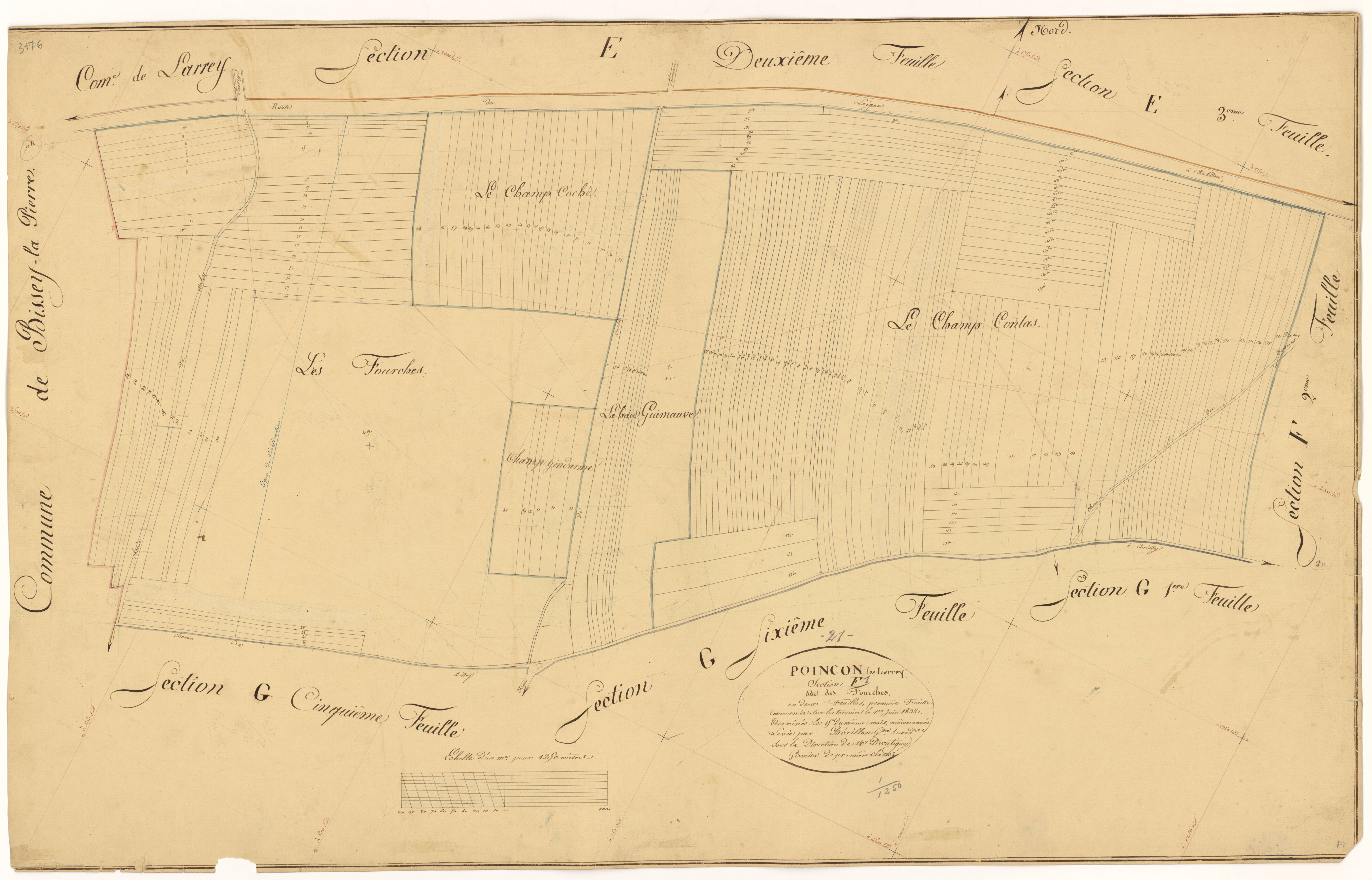 Poinçon-lès-Larrey - Section F1 - 3 P PLAN 488/13