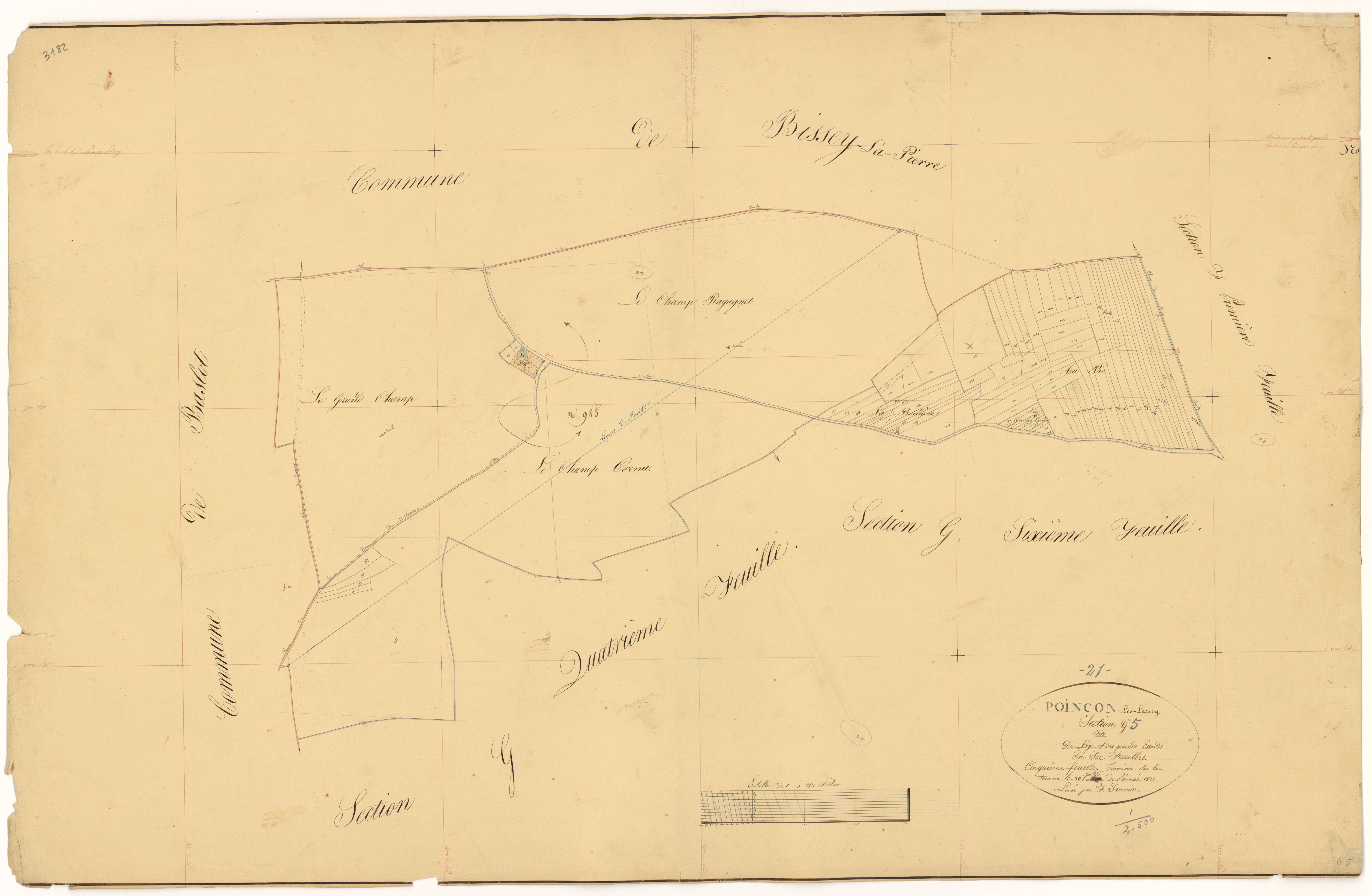 Poinçon-lès-Larrey - Section G5 - 3 P PLAN 488/19