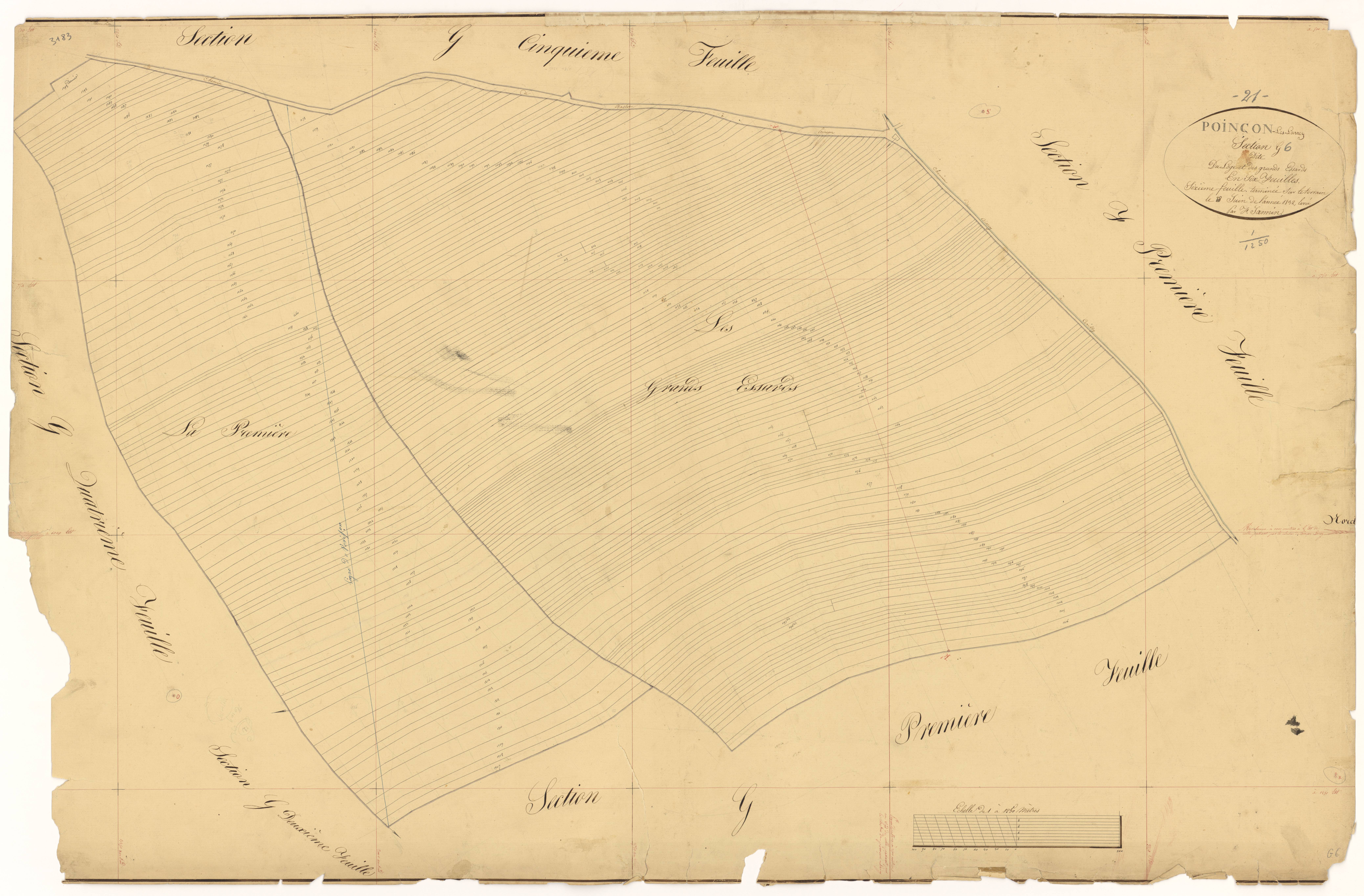 Poinçon-lès-Larrey - Section G6 - 3 P PLAN 488/20