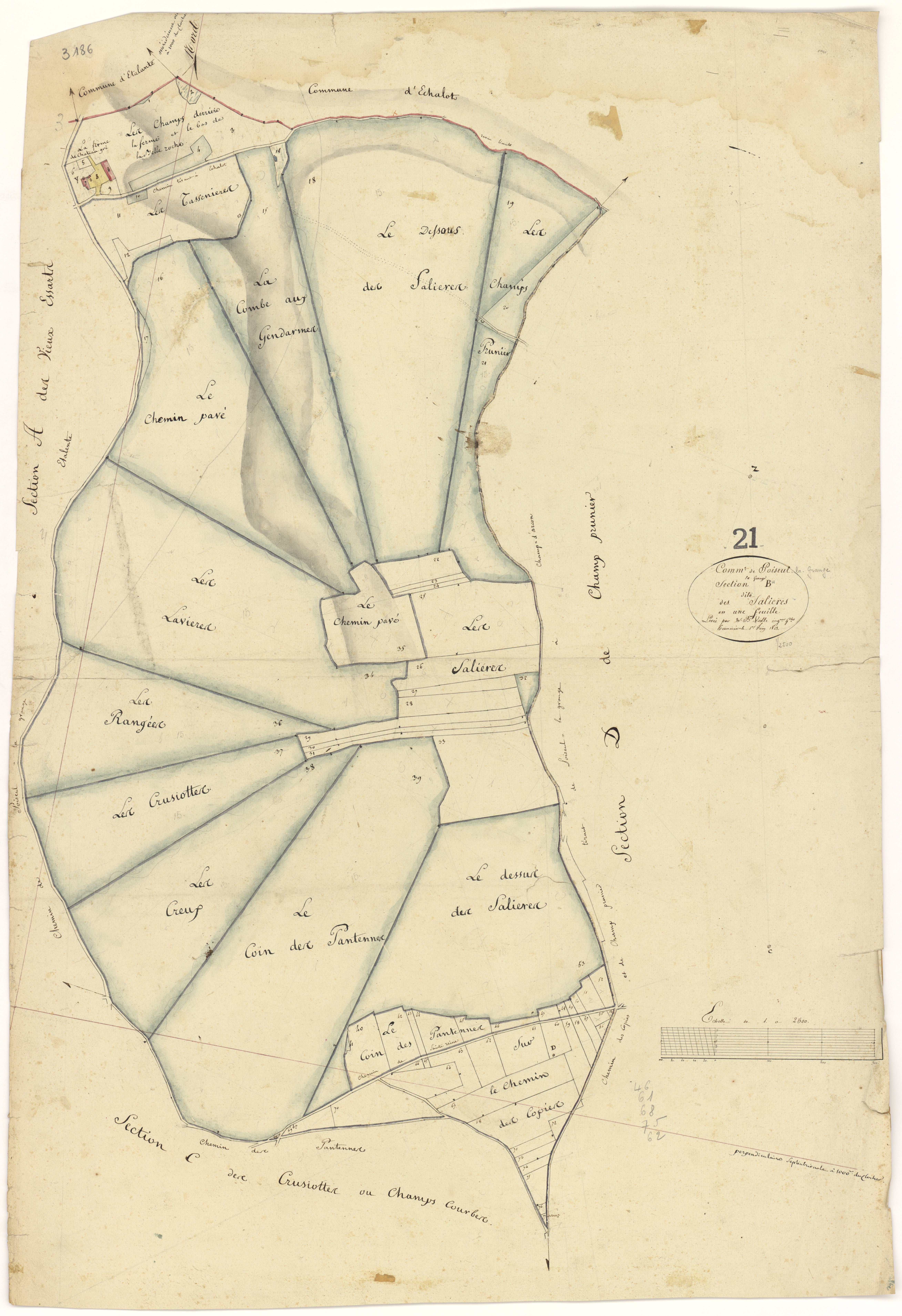 Poiseul-la-Grange - Section B - 3 P PLAN 489/3