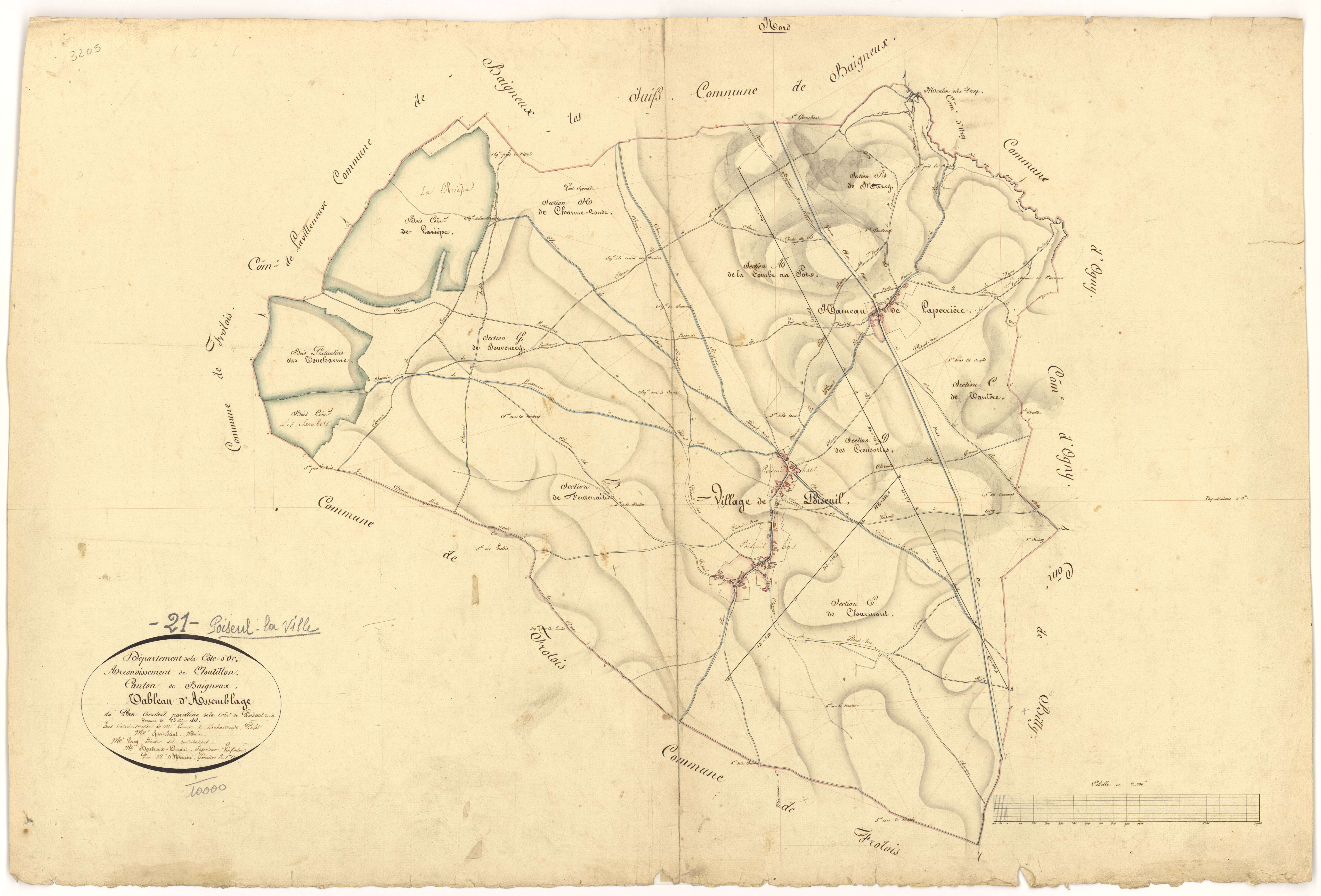 Poiseul-la-Ville-et-Laperrière - Tableau d'assemblage - 3 P PLAN 490/1