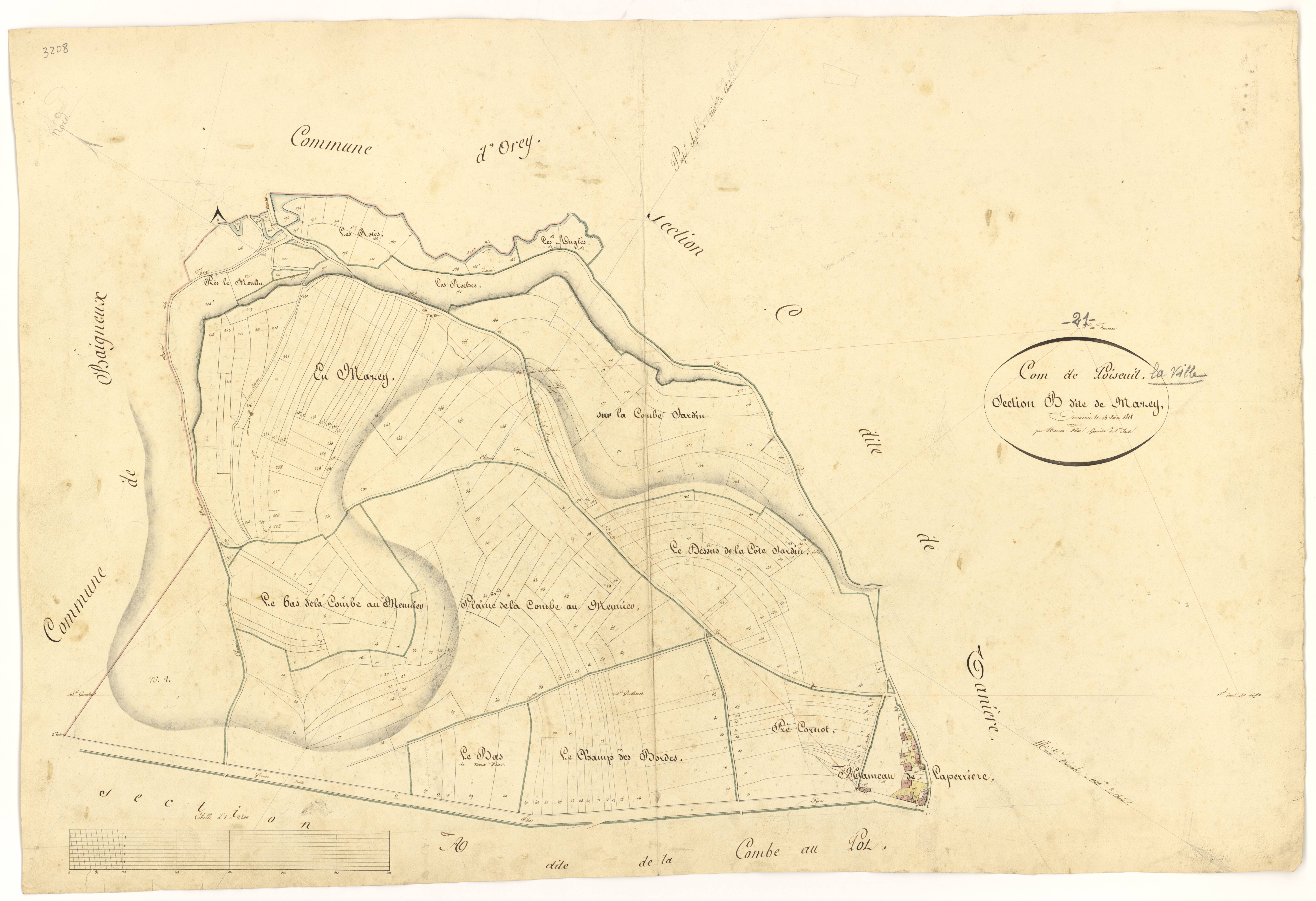 Poiseul-la-Ville-et-Laperrière - Section B - 3 P PLAN 490/4
