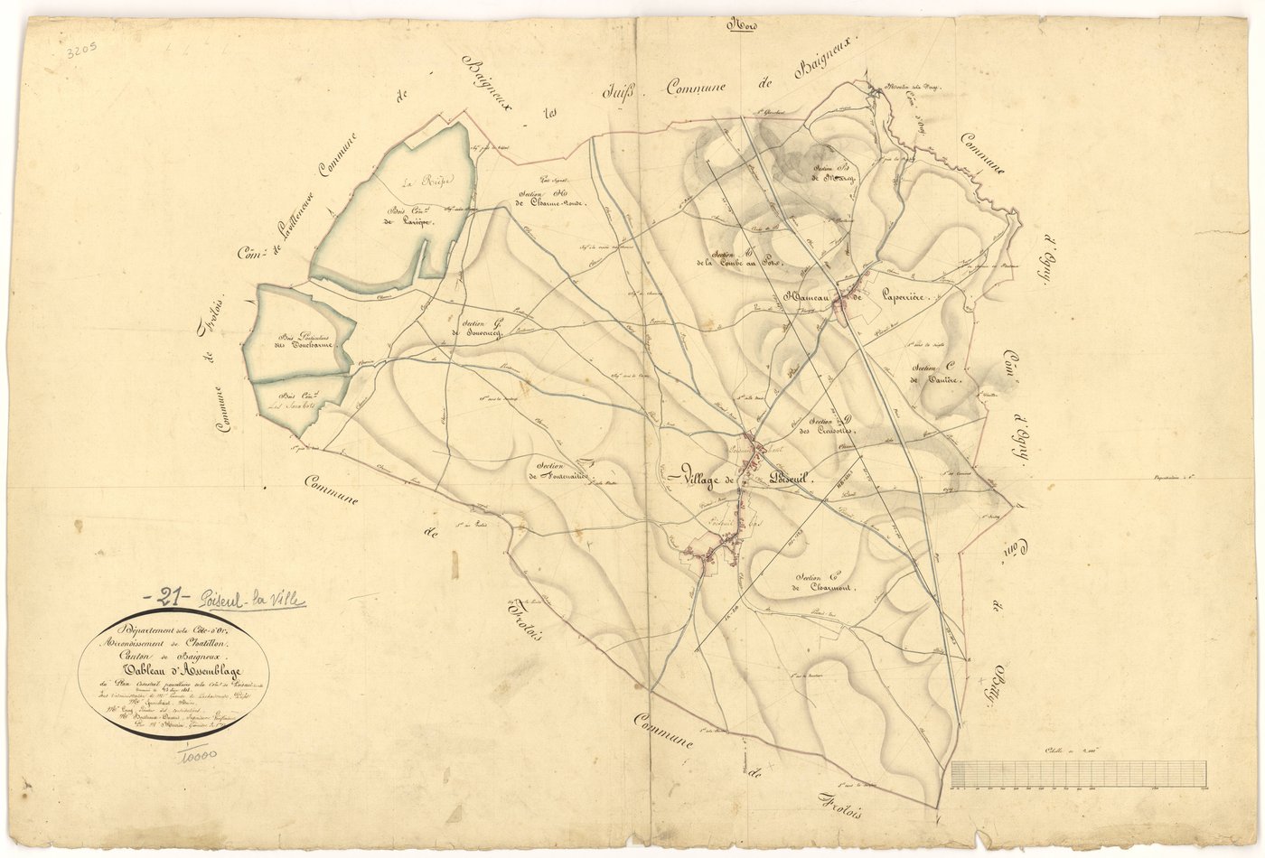 Poiseul-la-Ville-et-Laperrière - Tableau d'assemblage - 3 P PLAN 490/1