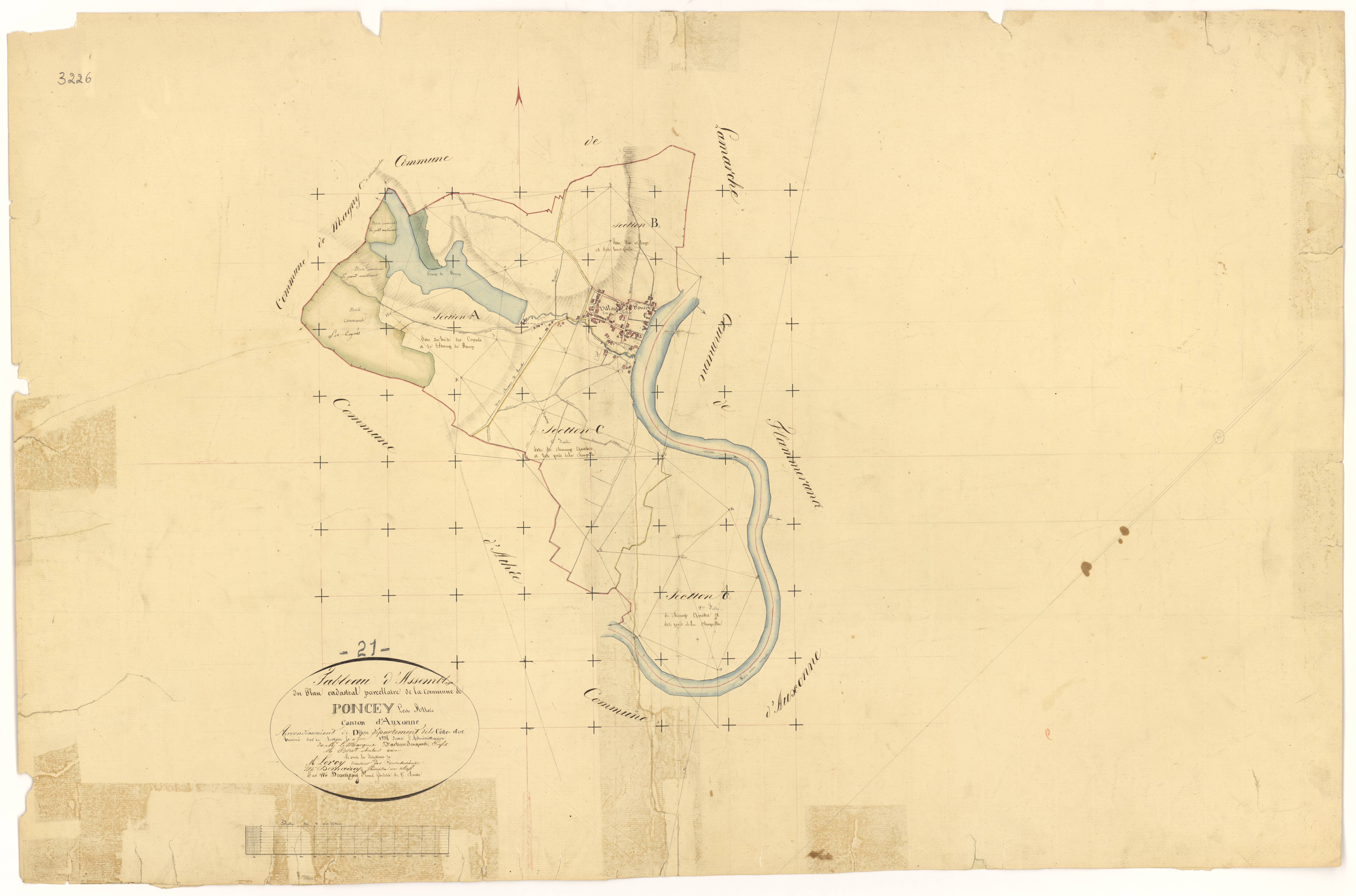 Poncey-lès-Athée - Tableau d'assemblage - 3 P PLAN 493/1