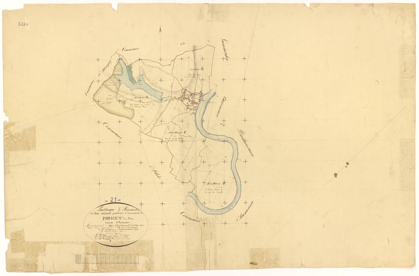 Poncey-lès-Athée - Tableau d'assemblage - 3 P PLAN 493/1