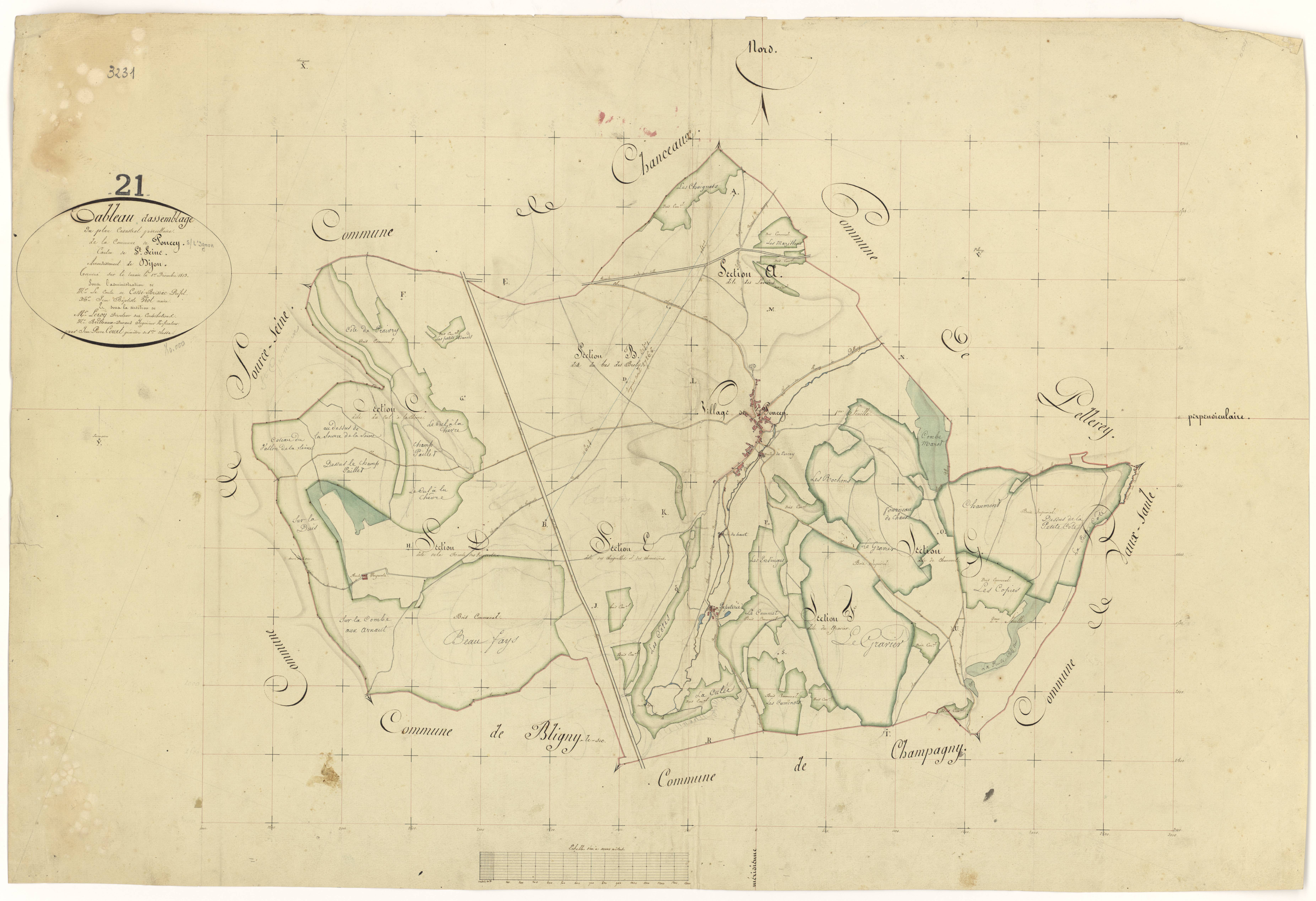 Poncey-sur-l'Ignon - Tableau d'assemblage - 3 P PLAN 494/1