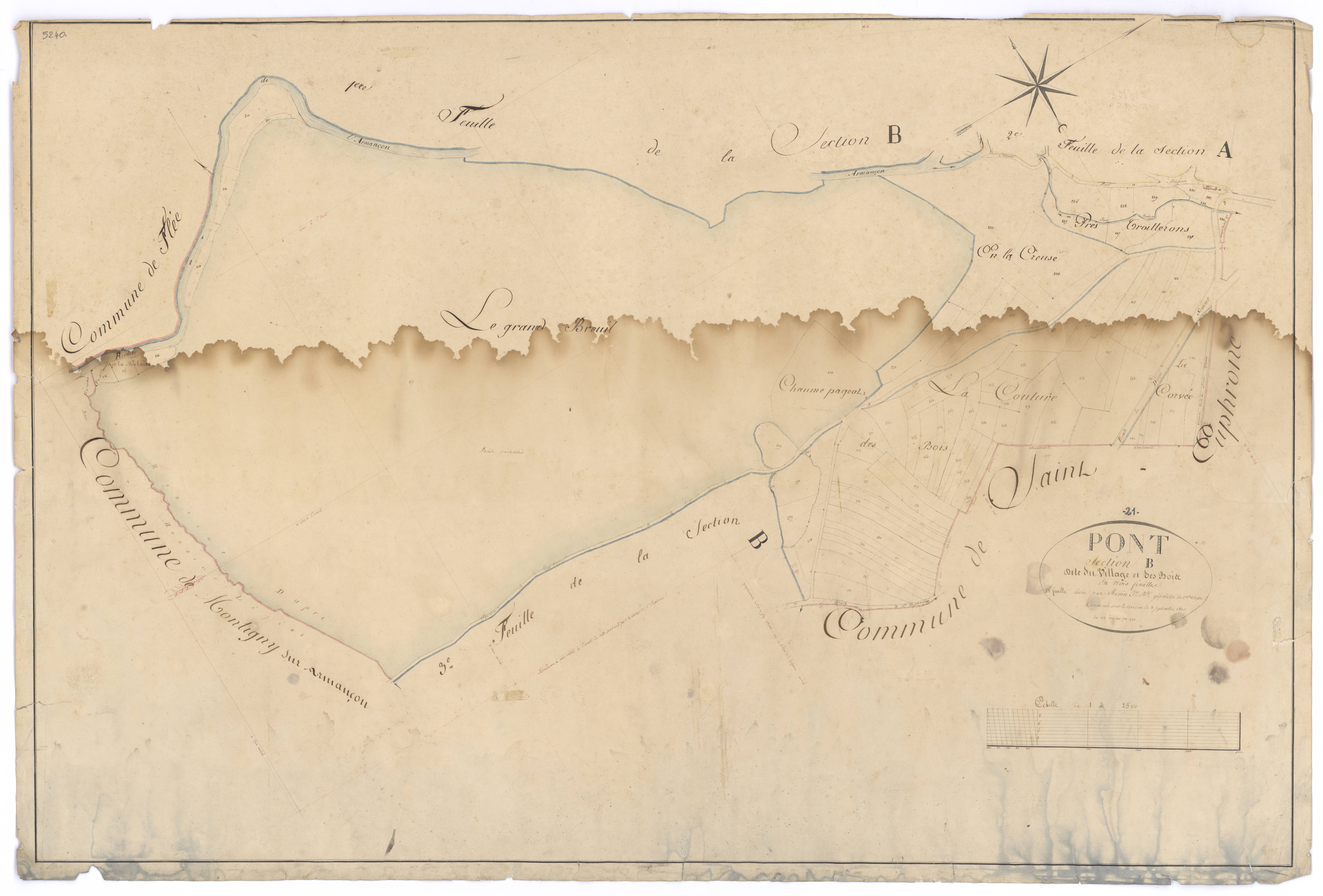 Pont-et-Massène - Section B2 - 3 P PLAN 497/5