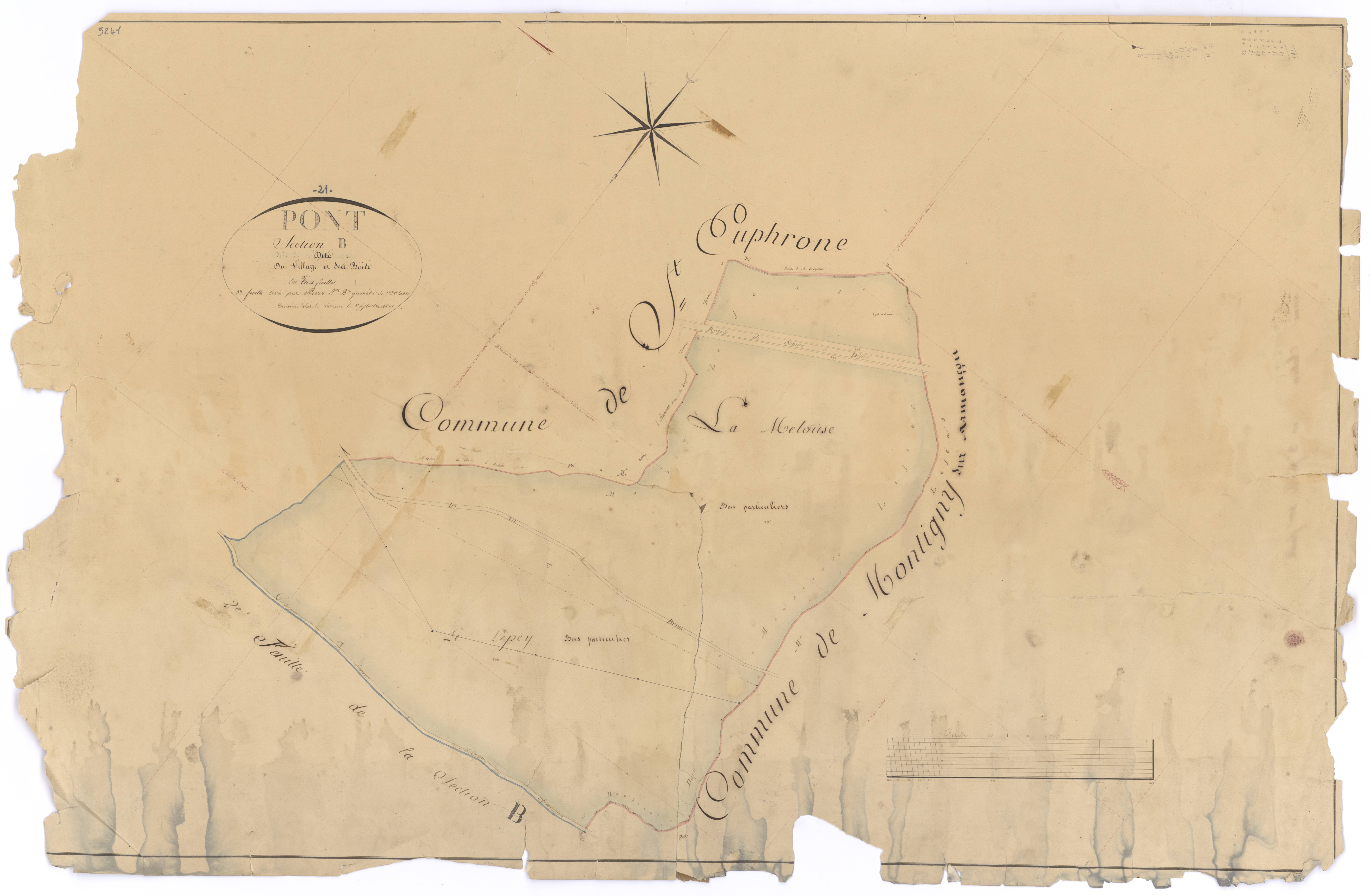 Pont-et-Massène - Section B3 - 3 P PLAN 497/6