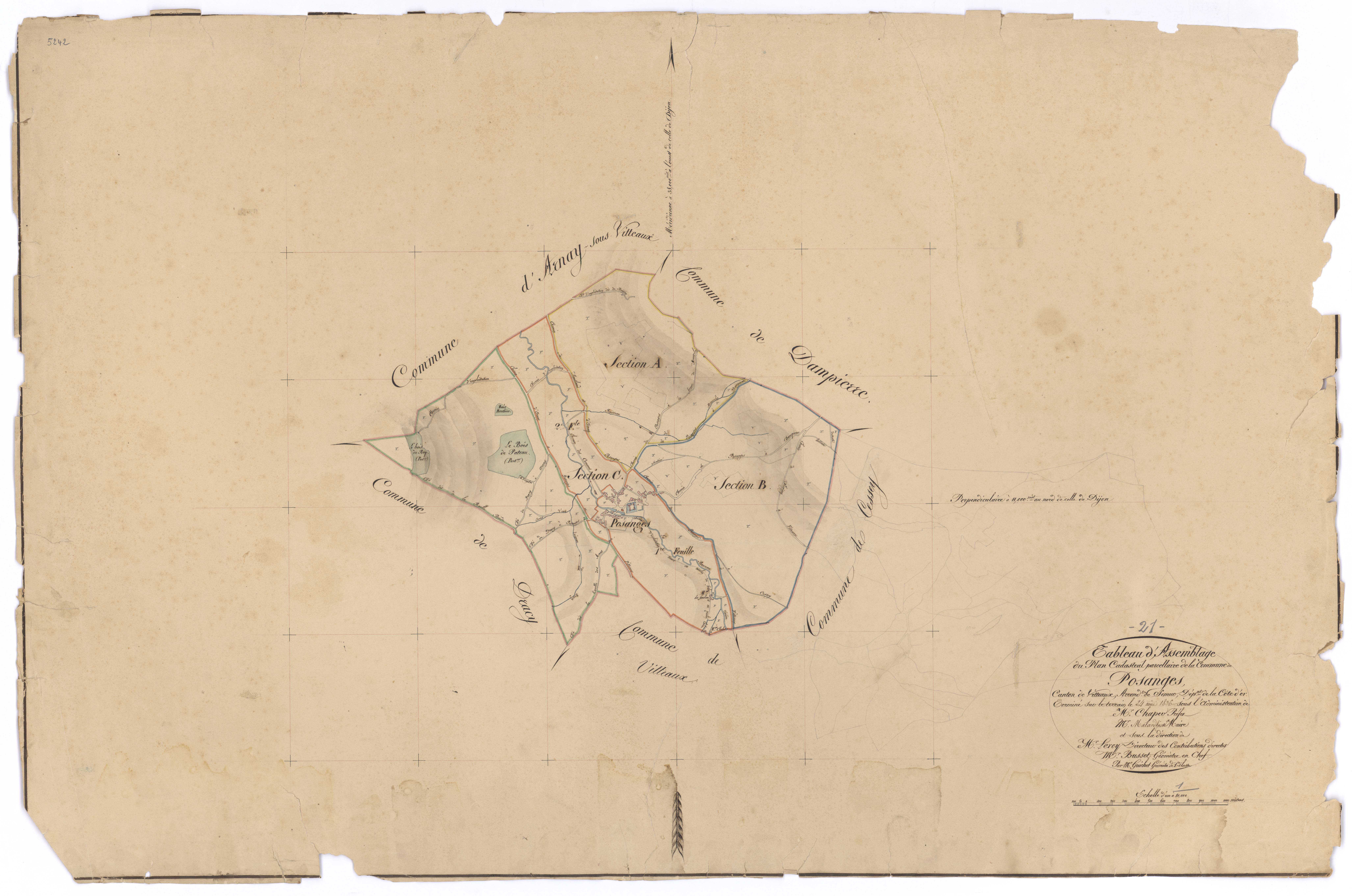 Posanges - Tableau d'assemblage - 3 P PLAN 498/1