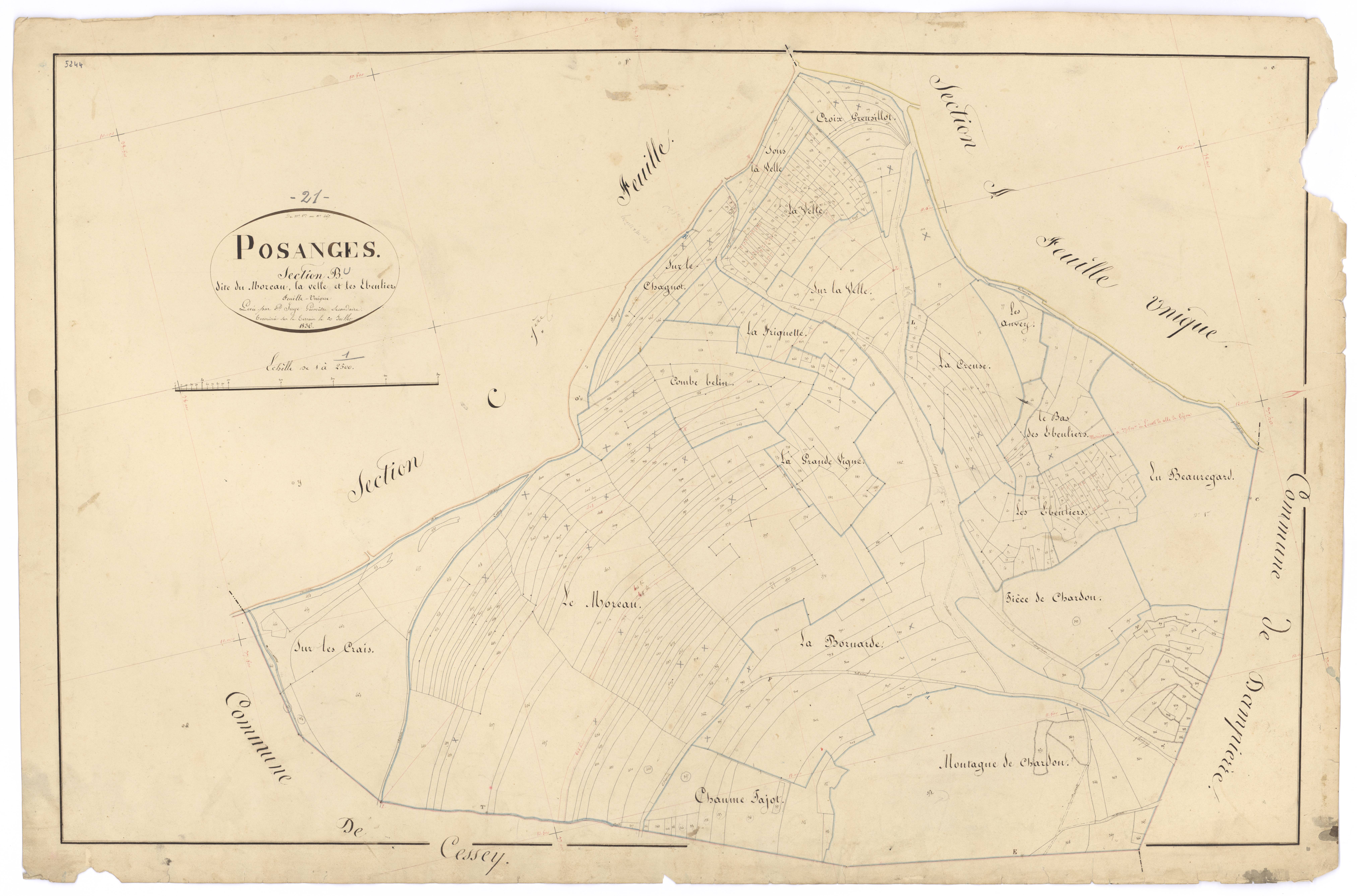 Posanges - Section B - 3 P PLAN 498/3