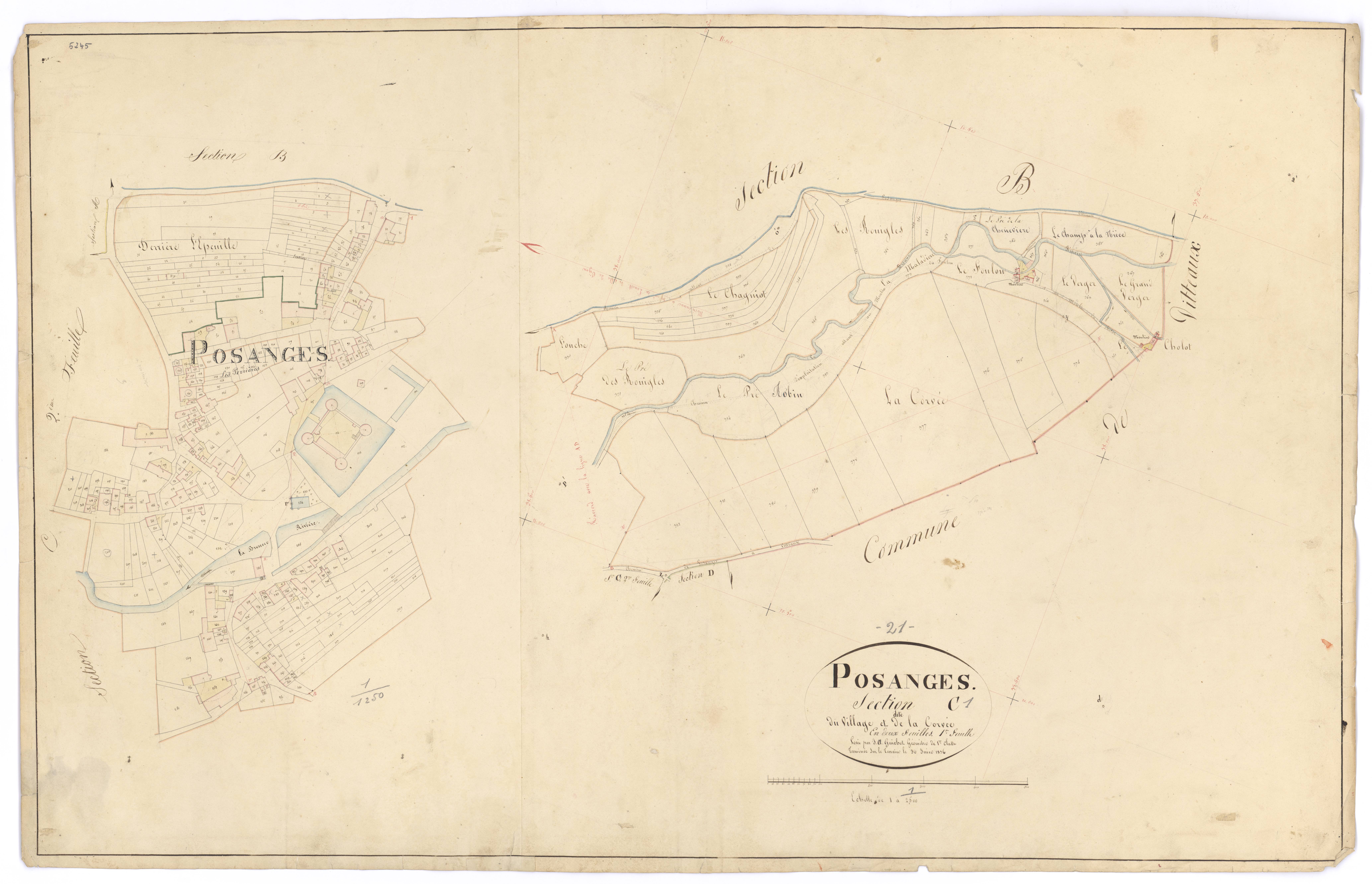 Posanges - Section C1 - 3 P PLAN 498/4