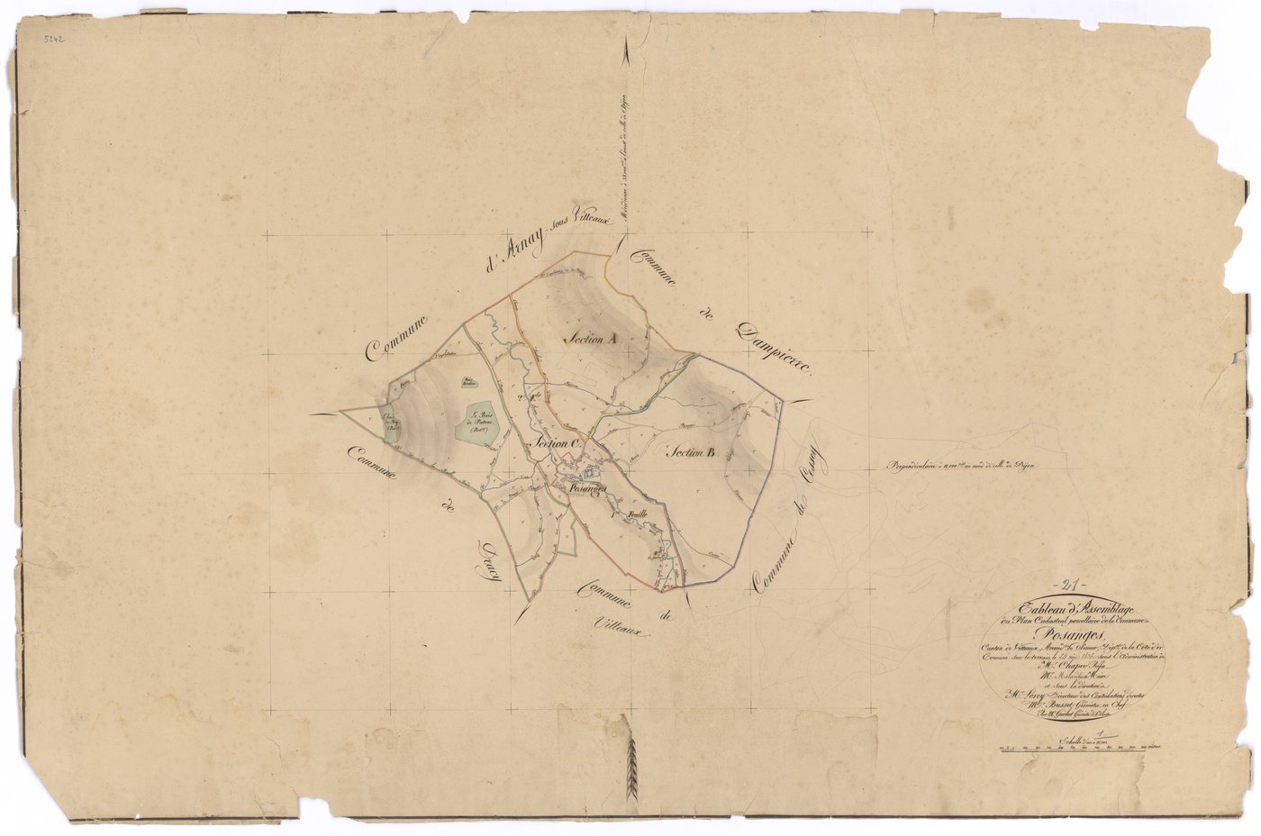 Posanges - Tableau d'assemblage - 3 P PLAN 498/1