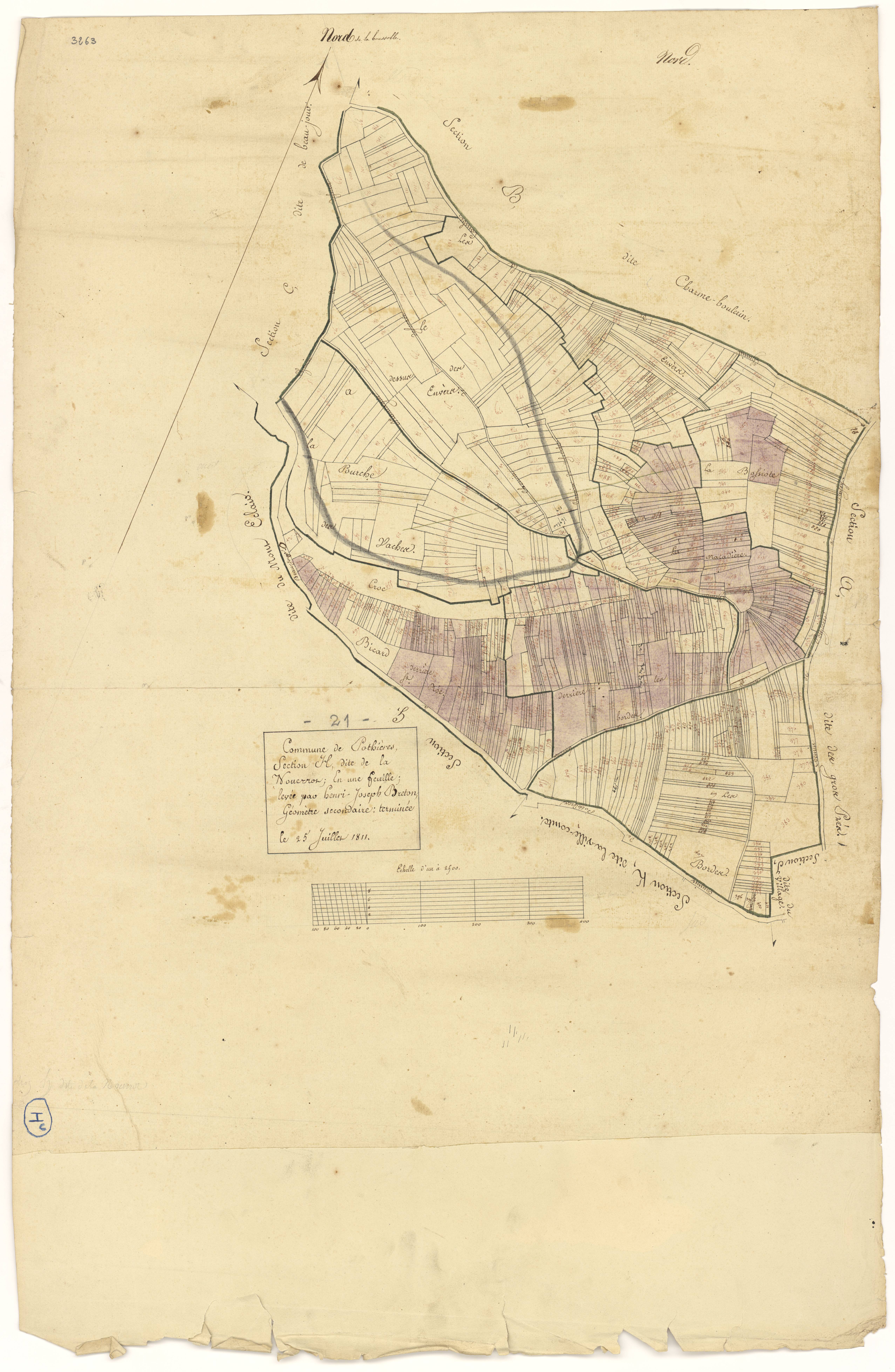 Pothières - Section H - 3 P PLAN 499/9