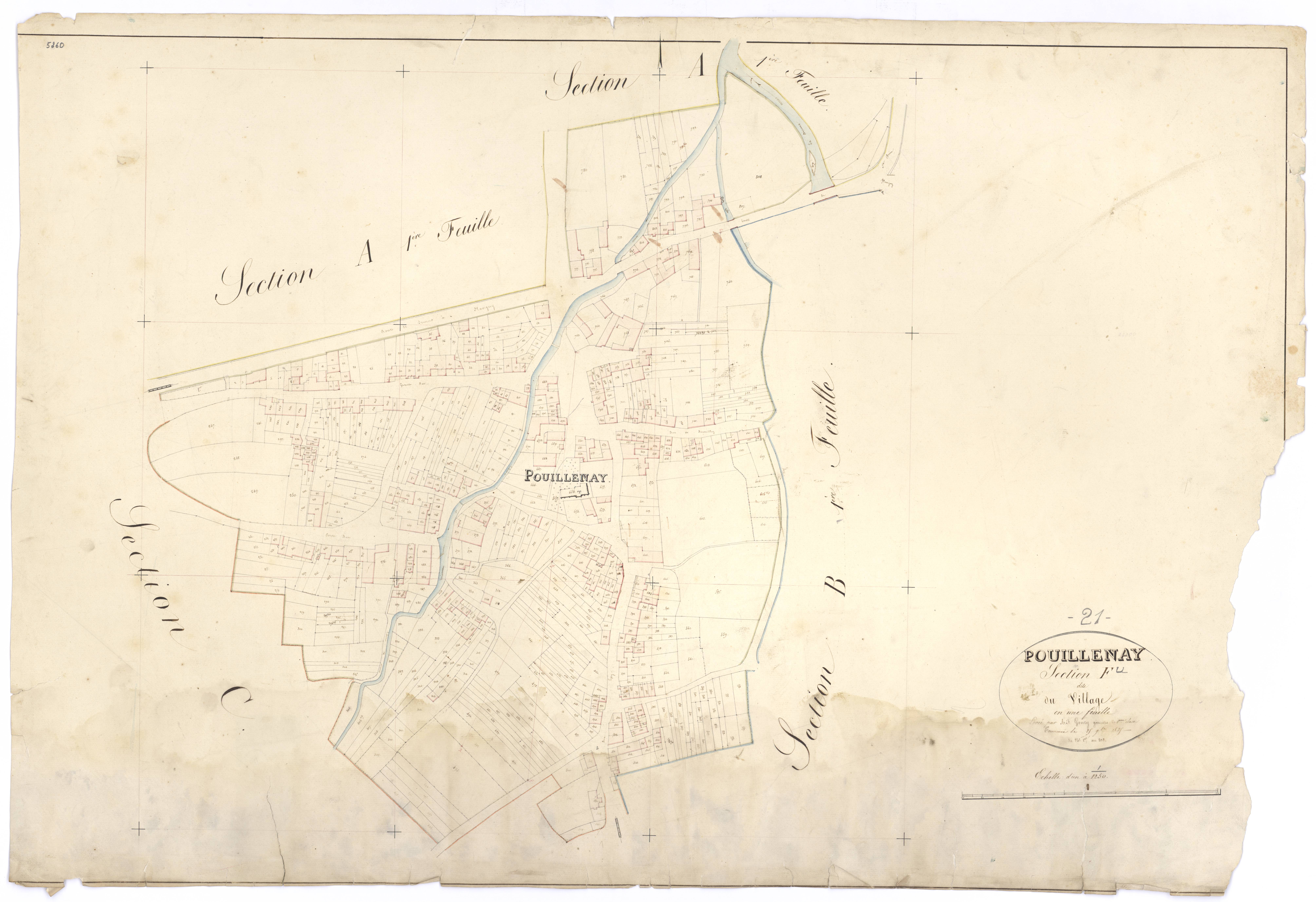 Pouillenay - Section F - 3 P PLAN 500/13