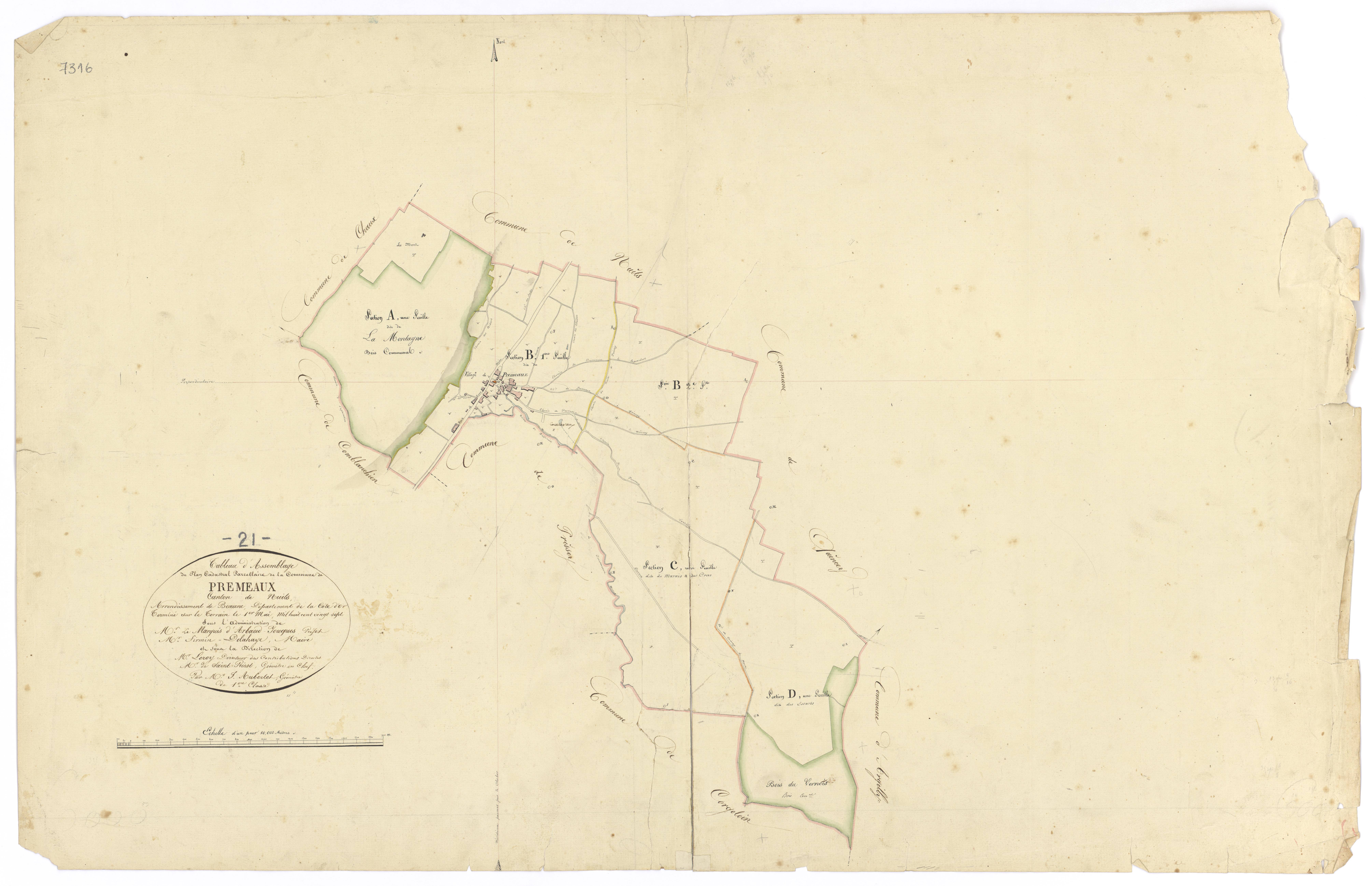 Prémeaux-Prissey - Tableau d'assemblage - 3 P PLAN 506/1