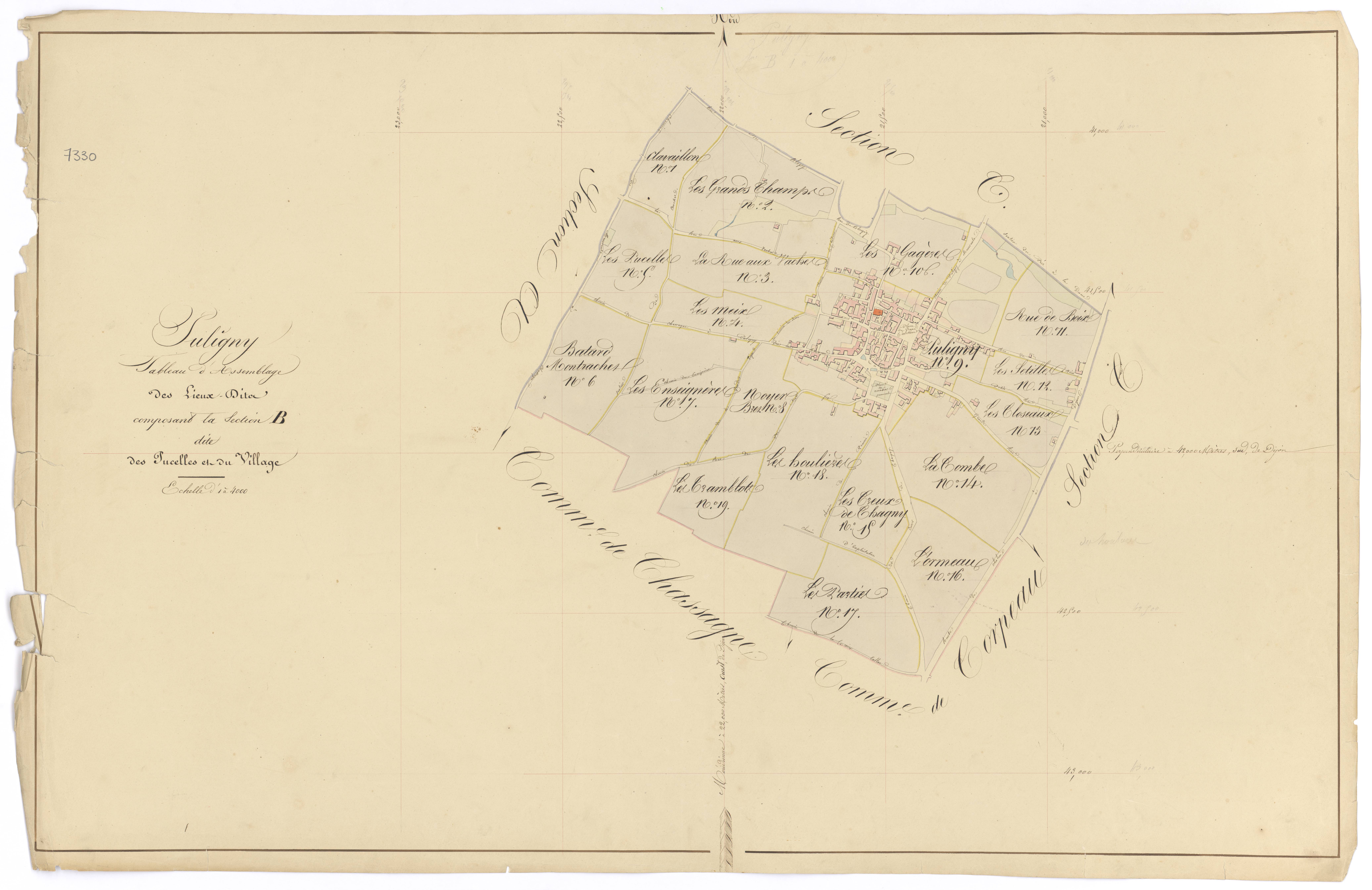 Puligny-Montrachet - Section B (tableau d'assemblage) - 3 P PLAN 512/6