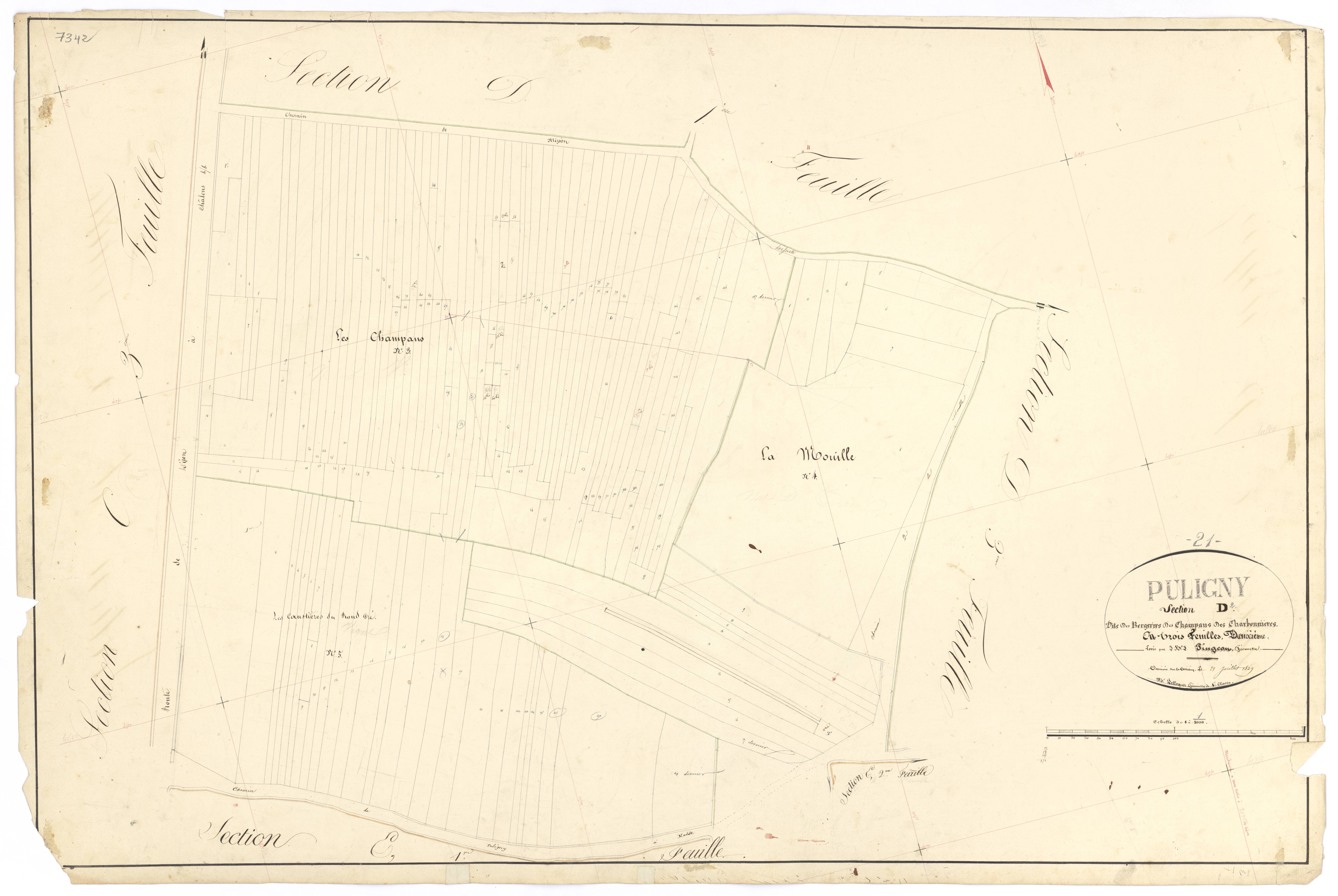 Puligny-Montrachet - Section D2 - 3 P PLAN 512/18