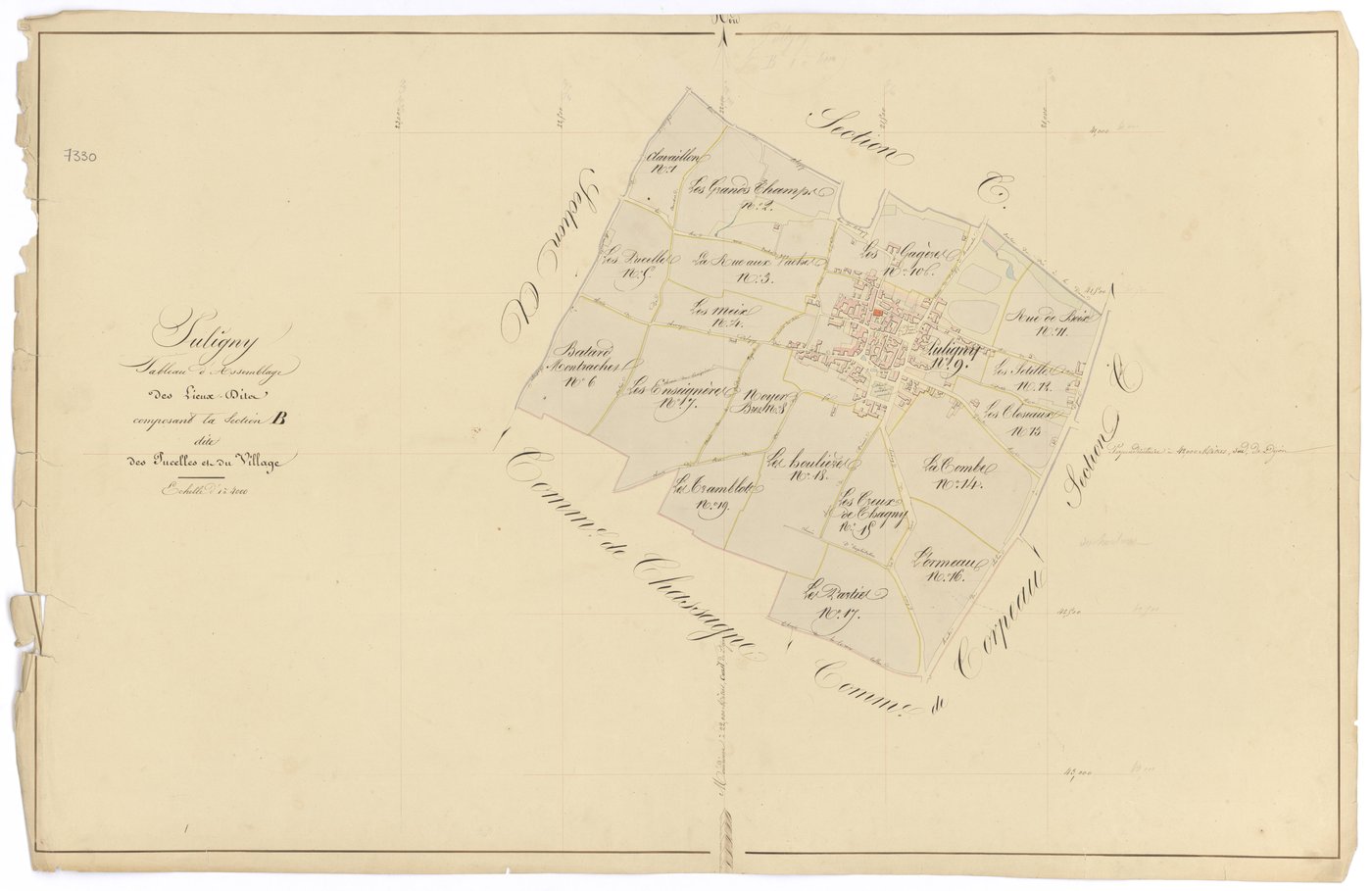 Puligny-Montrachet - Section B (tableau d'assemblage) - 3 P PLAN 512/6