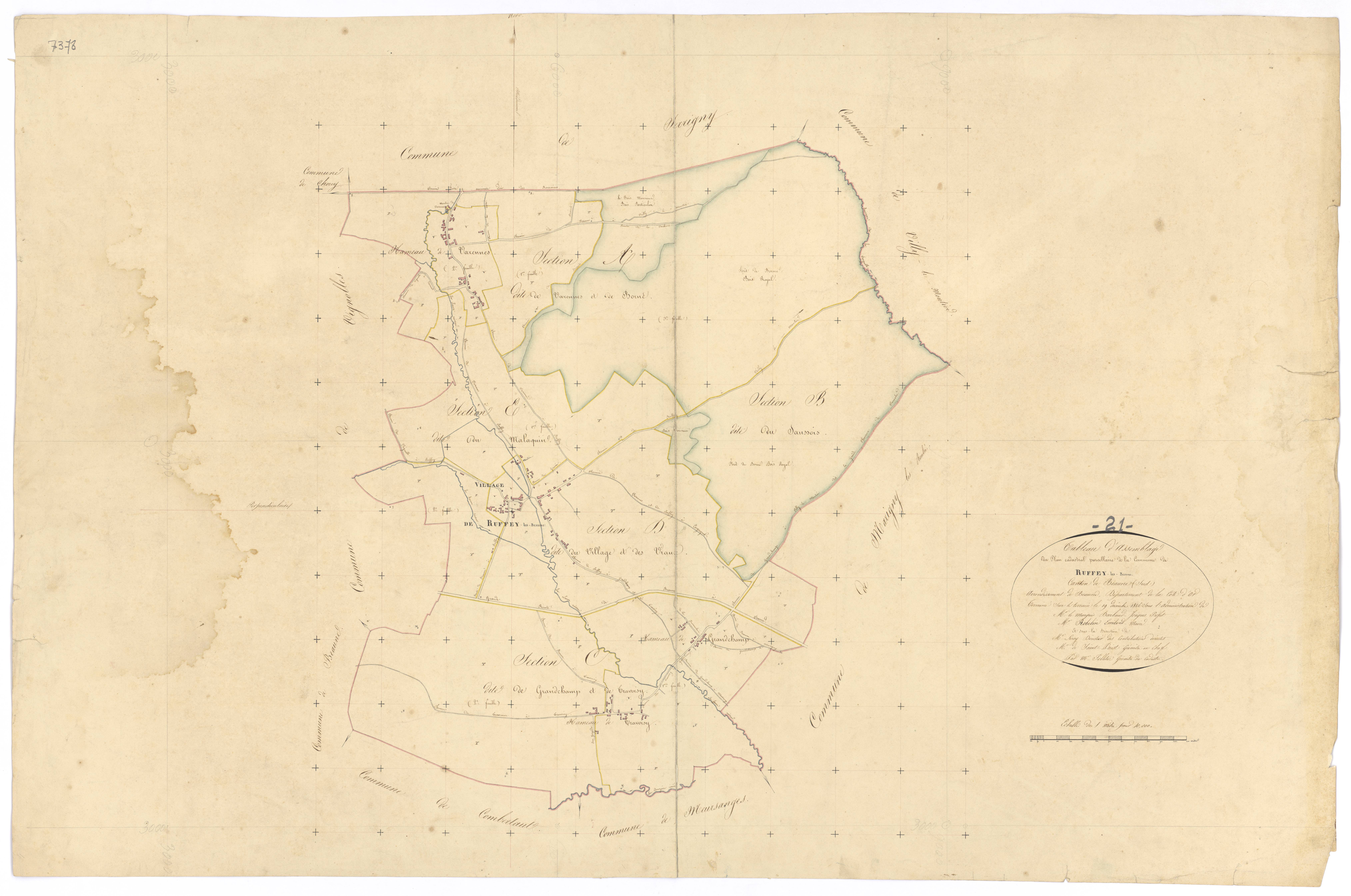 Ruffey-lès-Beaune - Tableau d'assemblage - 3 P PLAN 534/1