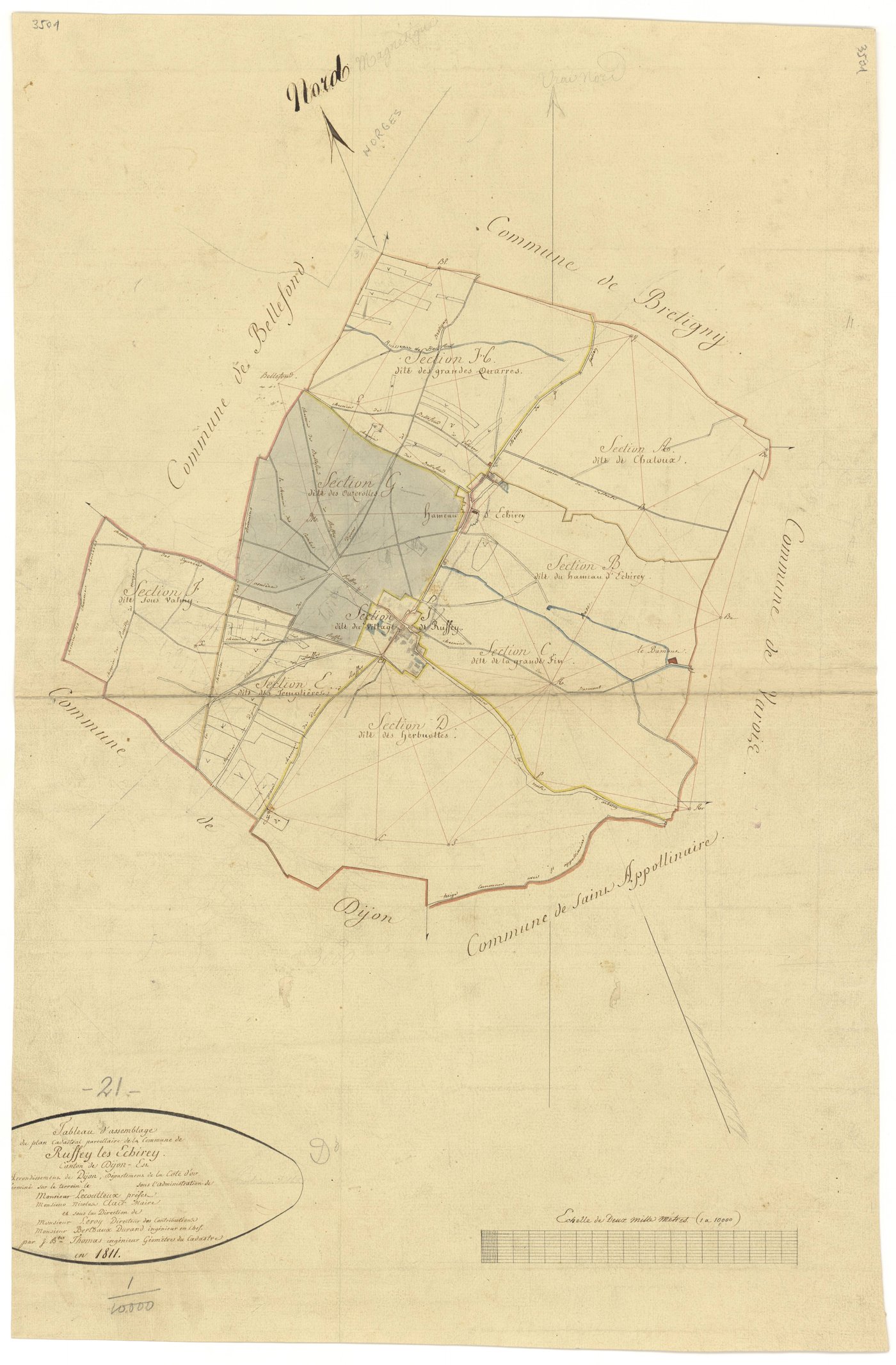 Ruffey-lès-Echirey - Tableau d'assemblage - 3 P PLAN 535/1