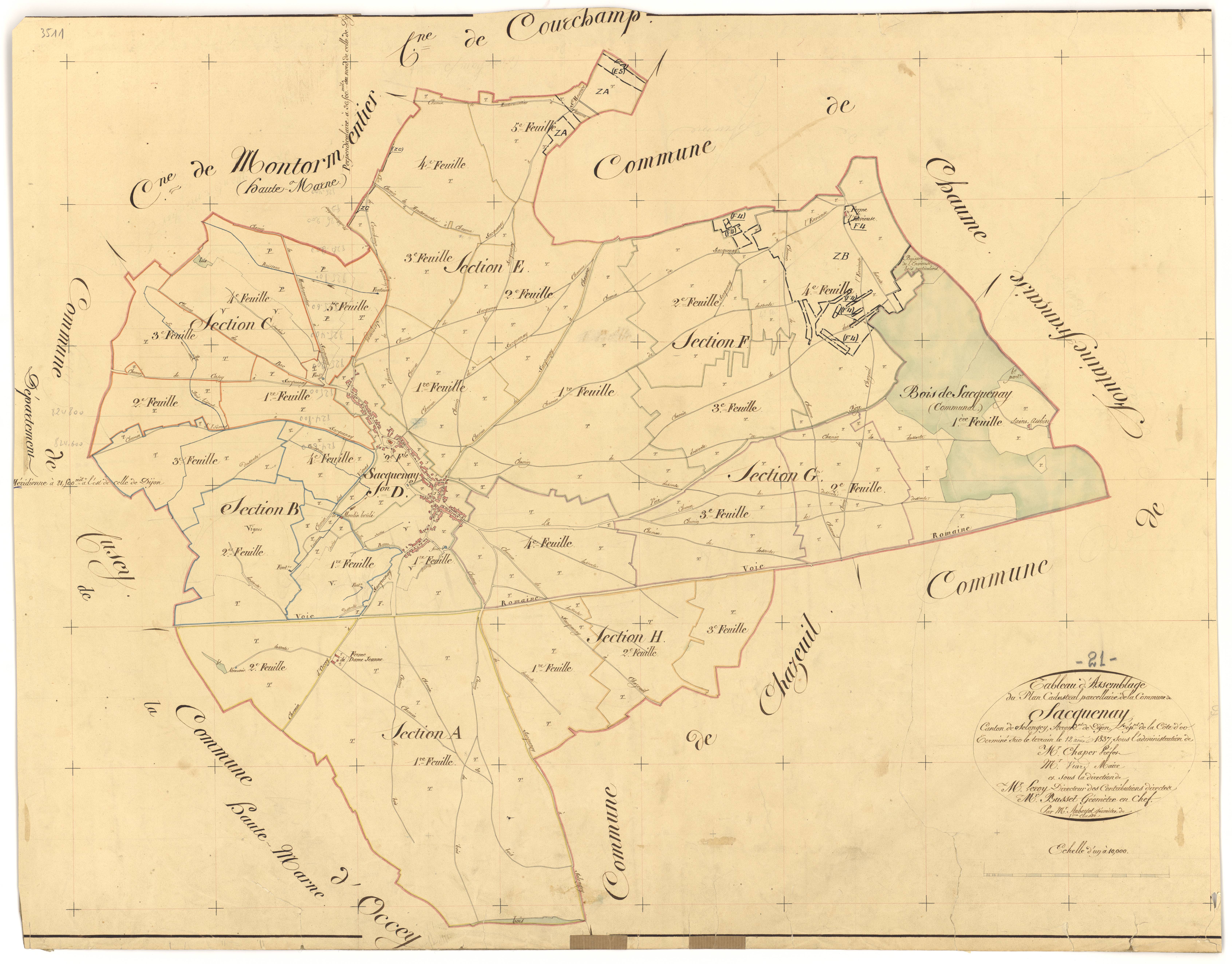 Sacquenay - Tableau d'assemblage - 3 P PLAN 536/1