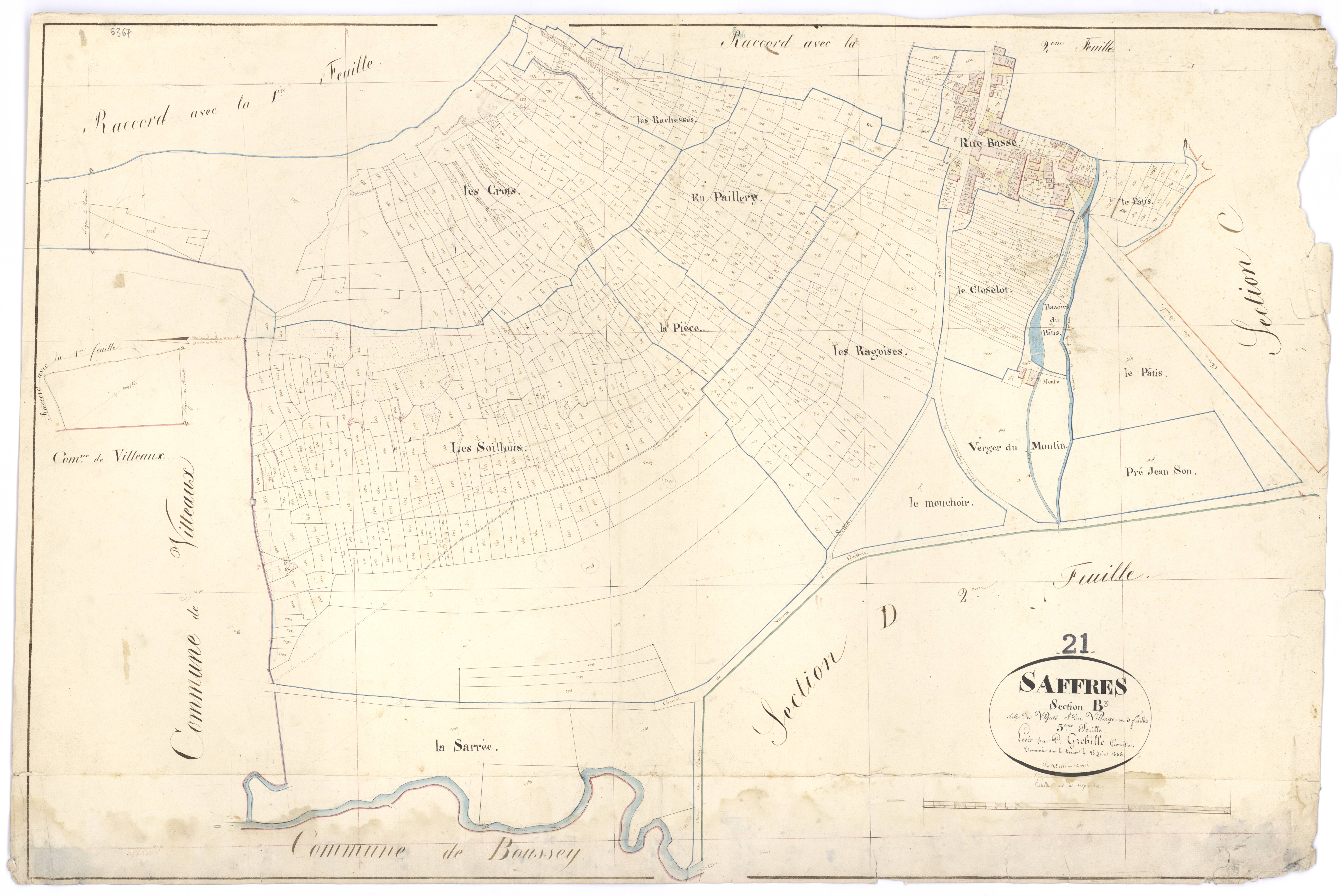 Saffres - Section B3 - 3 P PLAN 537/7