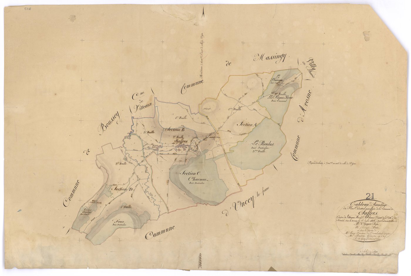 Saffres - Tableau d'assemblage - 3 P PLAN 537/1